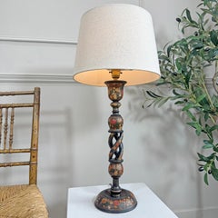 Antique Kashmiri Painted Table Lamp 19th Century Indian
