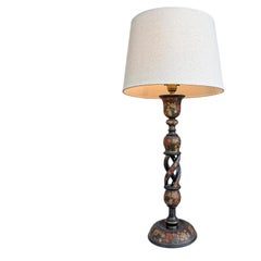 Antique Kashmiri Painted Table Lamp 19th Century Indian