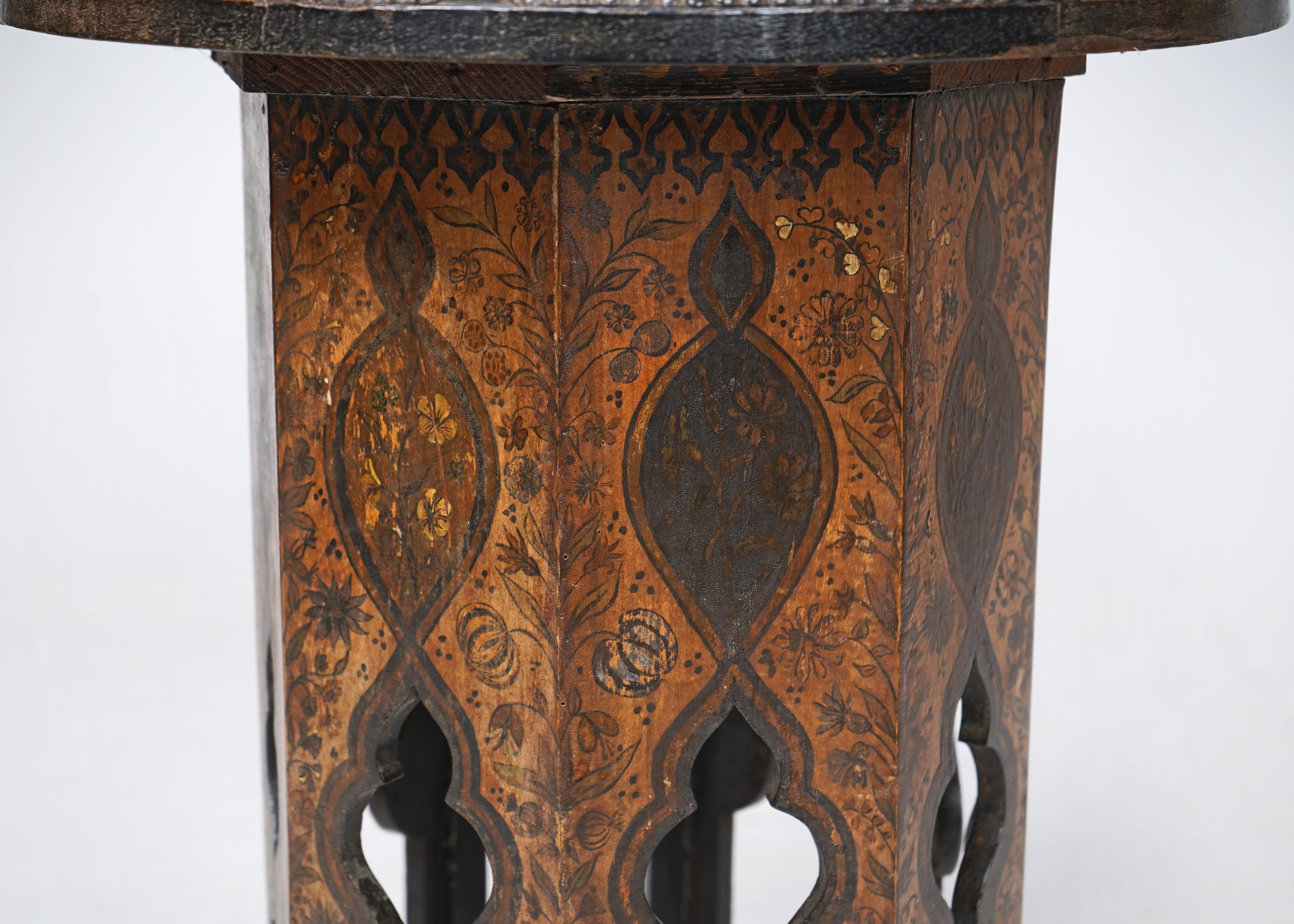 Antique Kashmiri Side Table Indian 19th Century Hand Painted For Sale 2