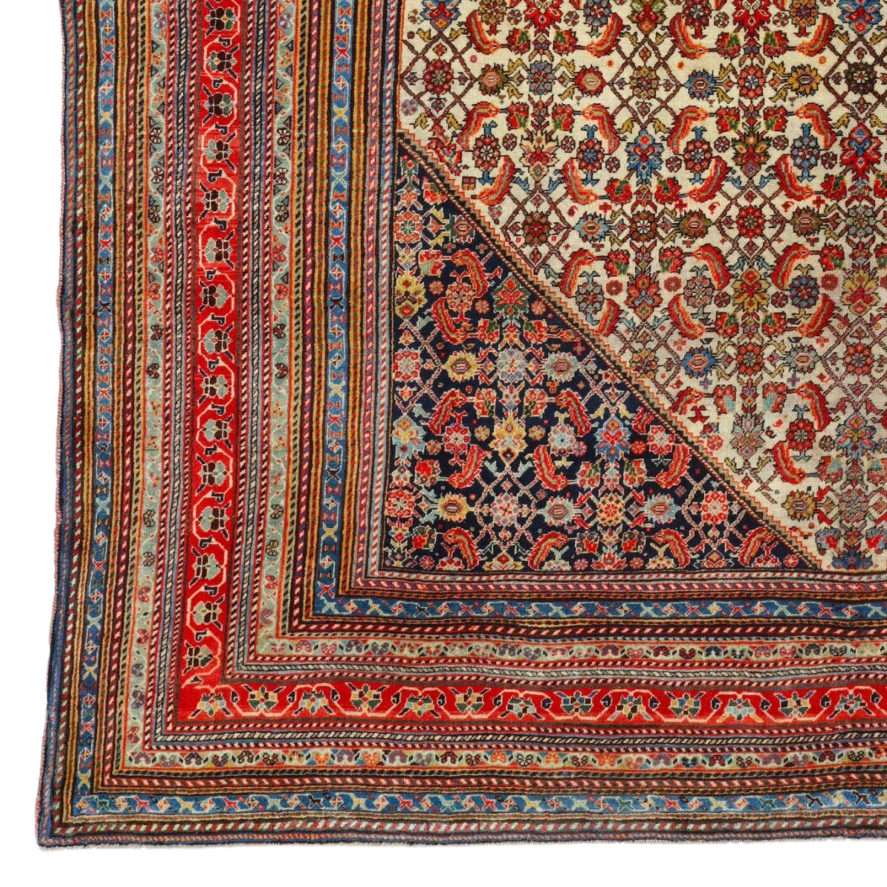 Antique Kaskhai Rug
Late 19th Century Silk Weft Kaskhai Rug in Perfect Condition
Size 193 x 245 cm (75,9x96,4 In)

This silk kaskhai carpet is a product of intricate craftsmanship and artistry, reflecting the rich cultural fabric of the Qashqai