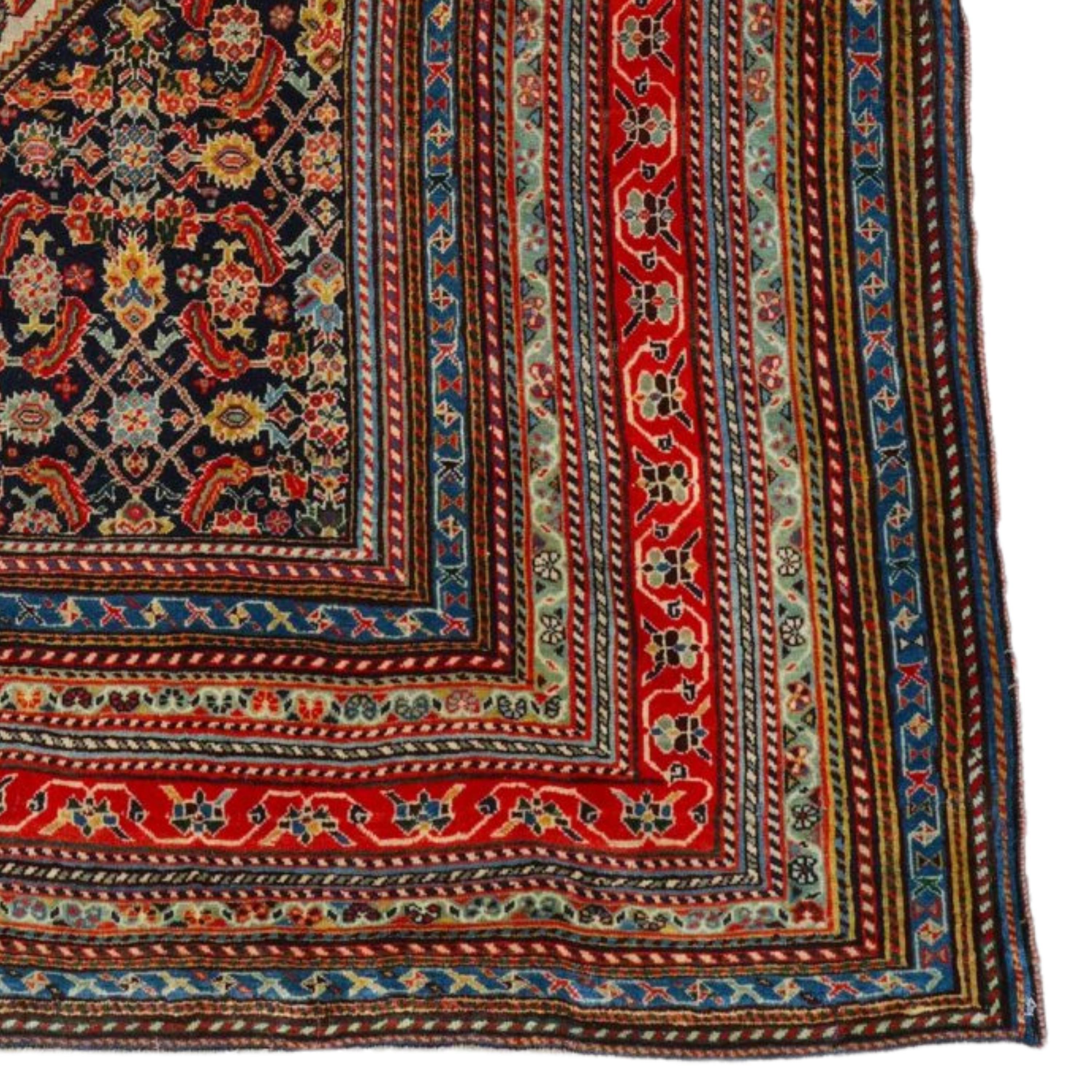 Wool Antique Kaskhai Rug - Late 19th Century Silk Weft Kaskhai Rug, Persian Rug For Sale