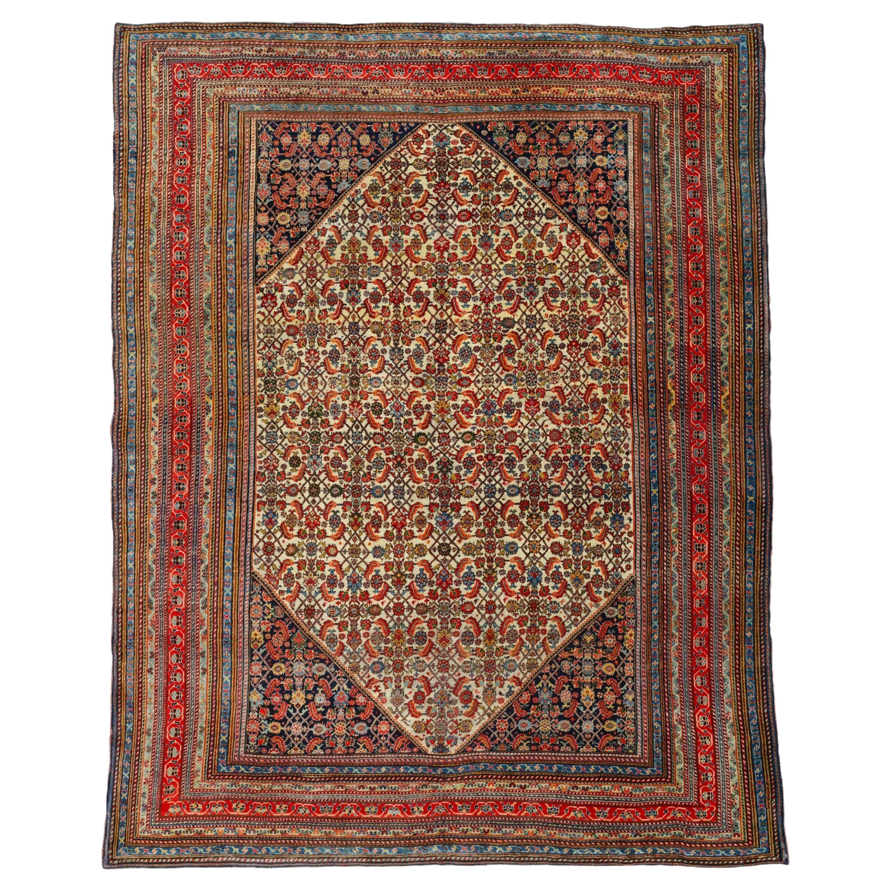Antiker Kaskhai-Teppich – Seidenteppich aus dem späten 19. Jahrhundert, Weft Kaskhai, Persischer Teppich im Angebot