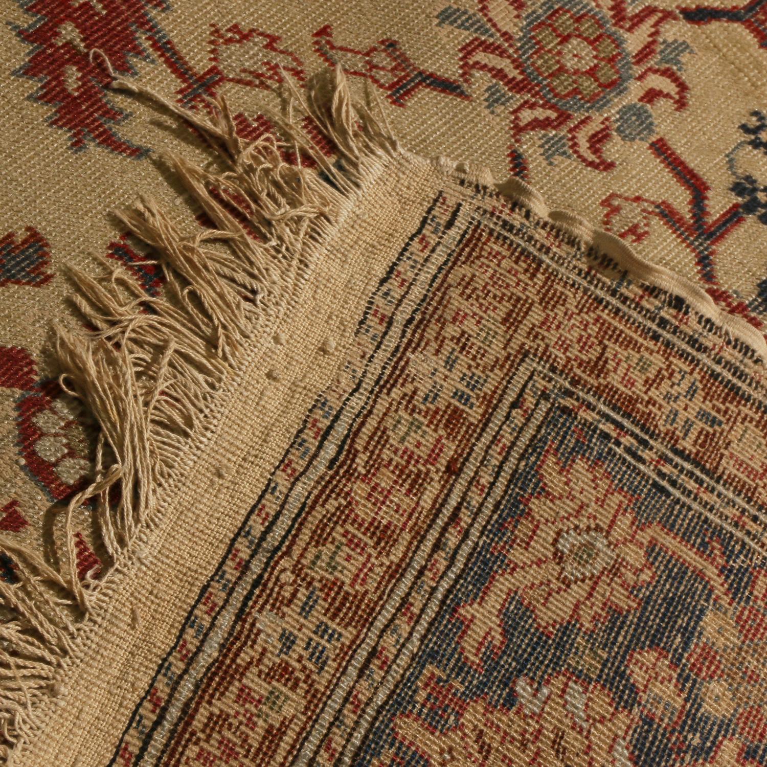 Late 19th Century Antique Kayseri Beige and Blue Wool Rug by Rug & Kilim For Sale