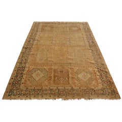 Antique Kayseri Beige and Mauve Silk Rug Garden Field Design by Rug & Kilim