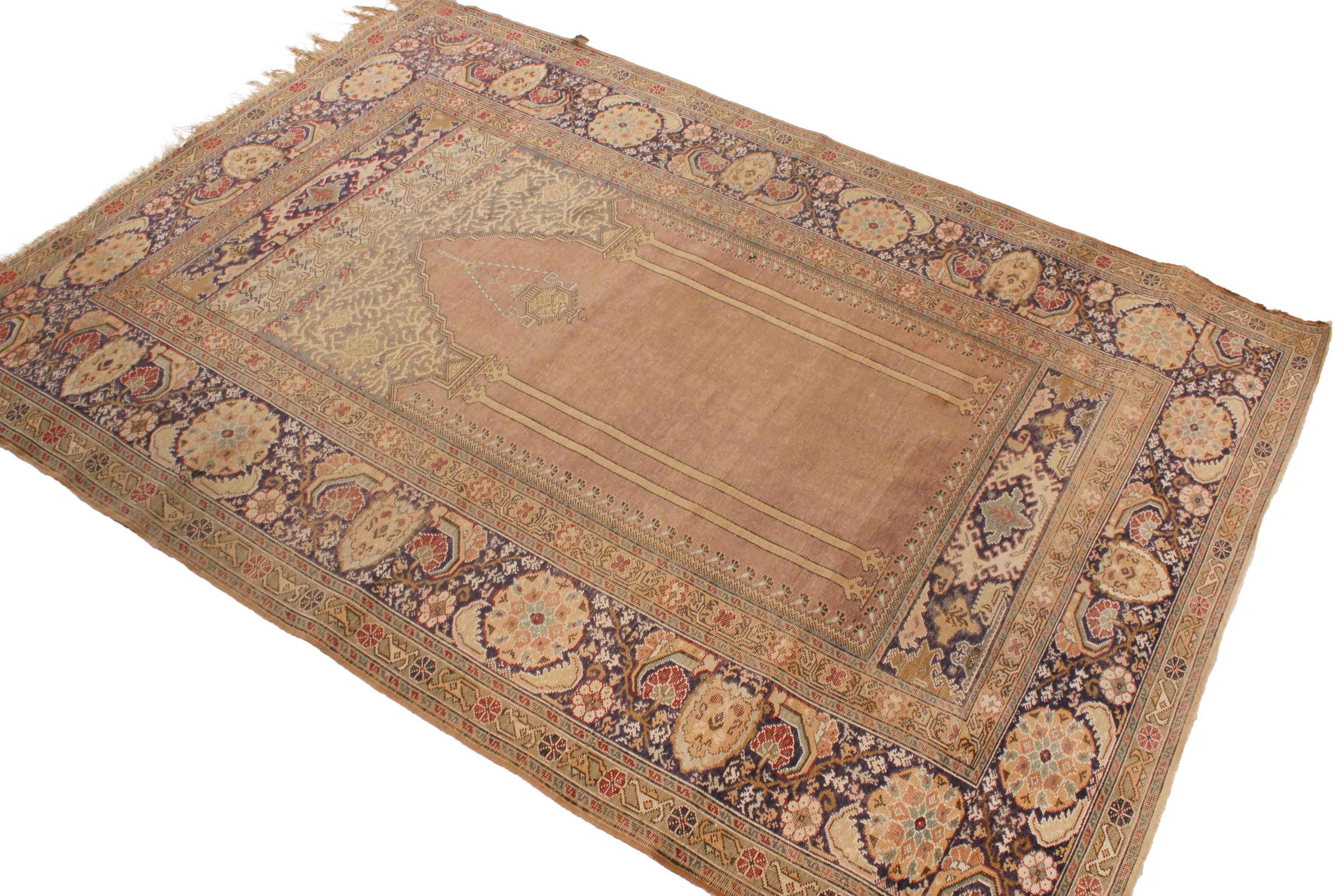 Turkish Antique Kayseri Beige and Pink Wool Rug by Rug & Kilim For Sale