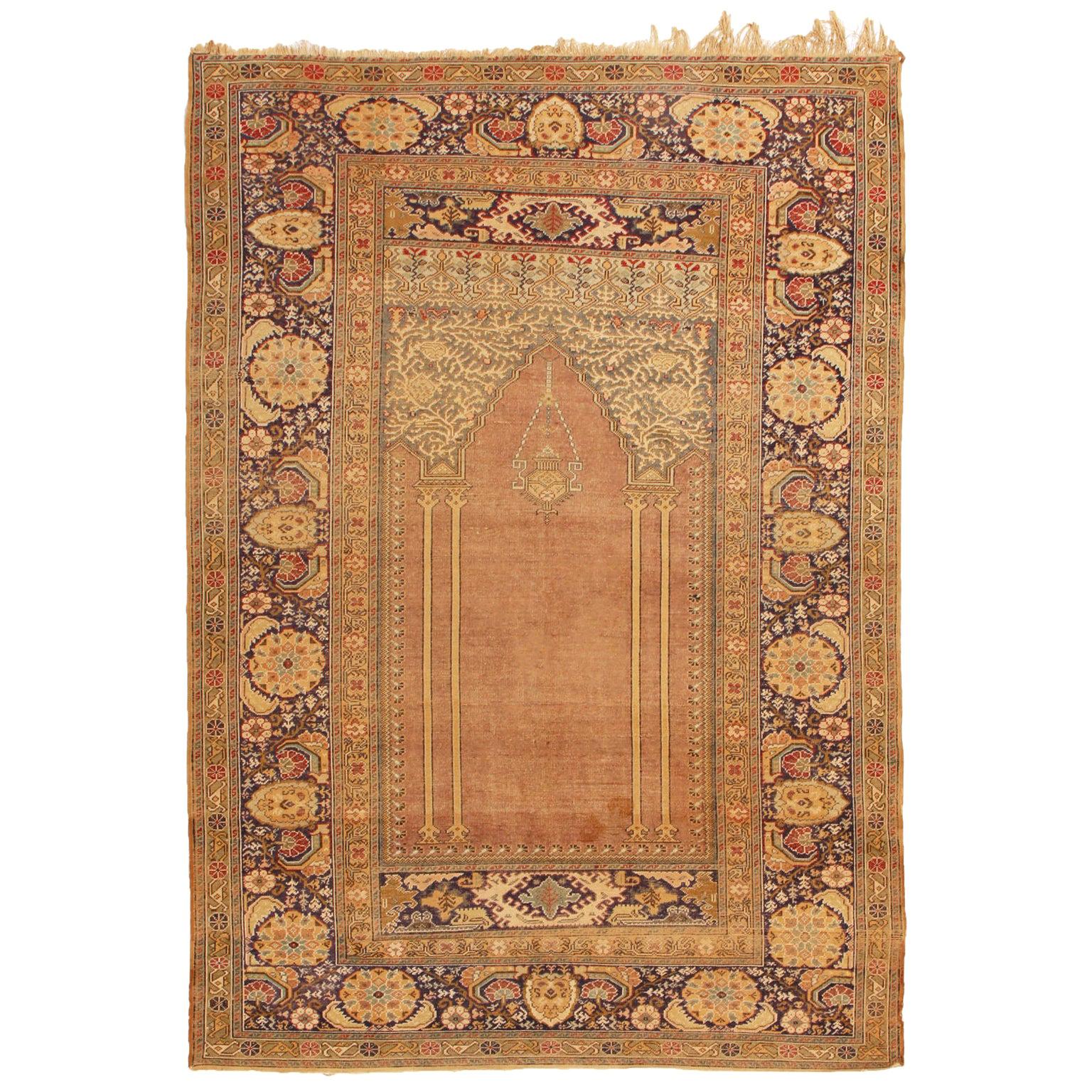 Antique Kayseri Beige and Pink Wool Rug by Rug & Kilim