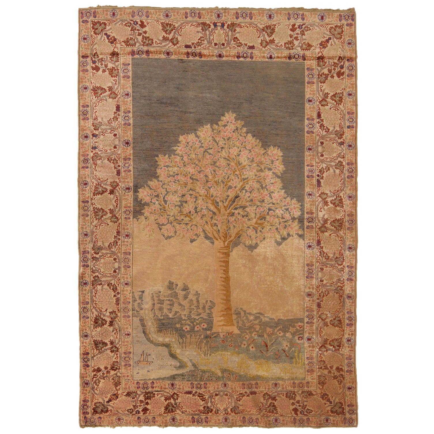 Antique Kayseri Wool Rug, Flourishing Tree Design Floral Pattern by Rug & Kilim