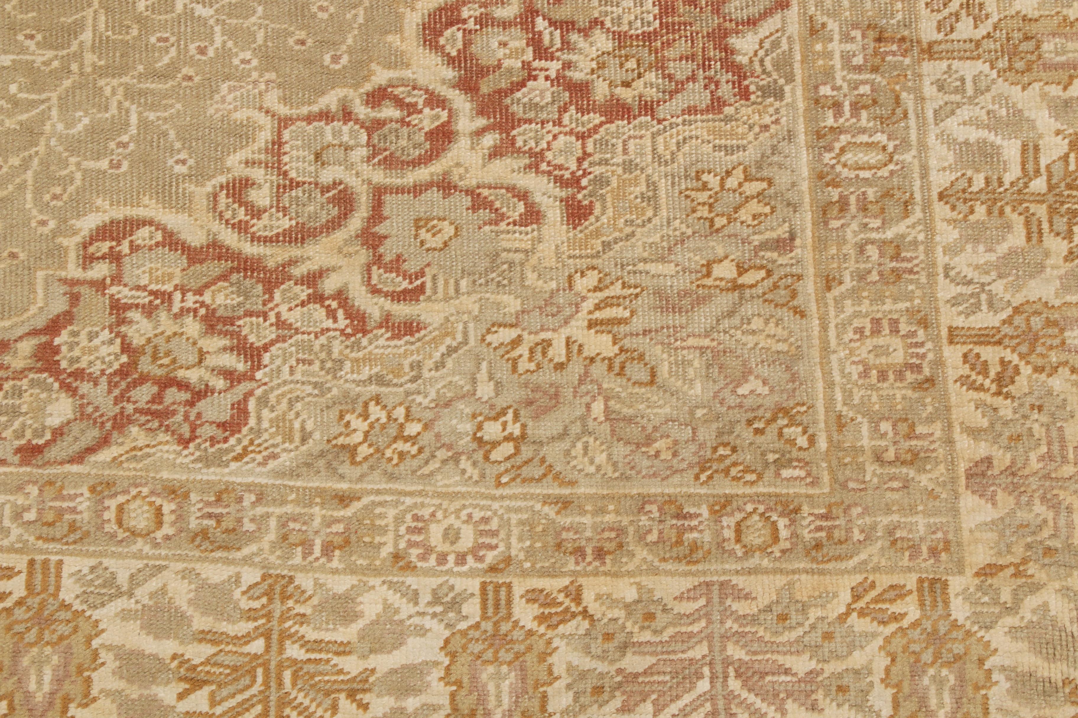 Alfombra antigua Kayseri de seda marrón beige con campo de medallones by Rug & Kilim Fines del siglo XIX en venta