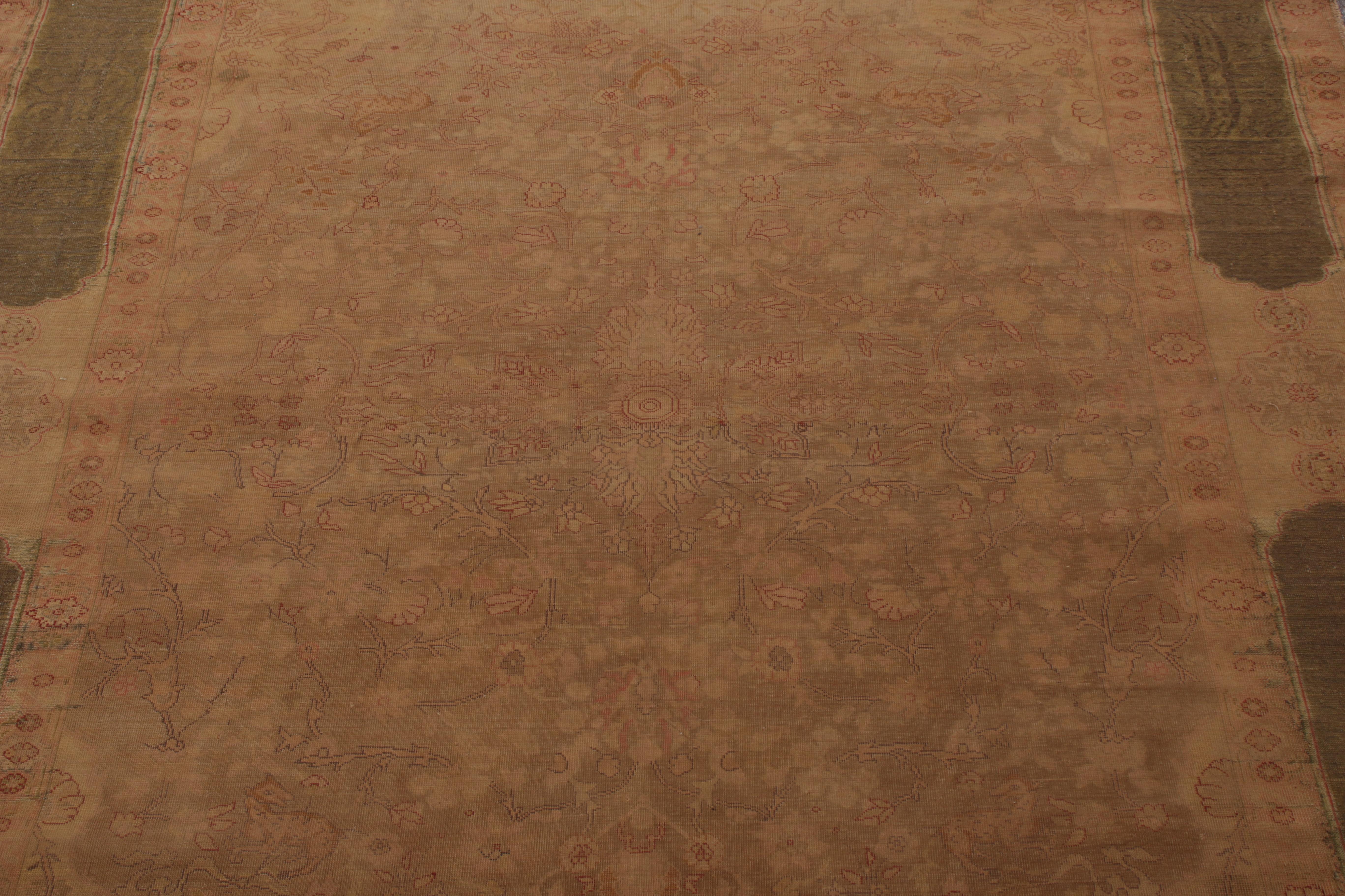 Tappeto antico di Kayseri con motivo floreale verde-marrone all over in vendita 2