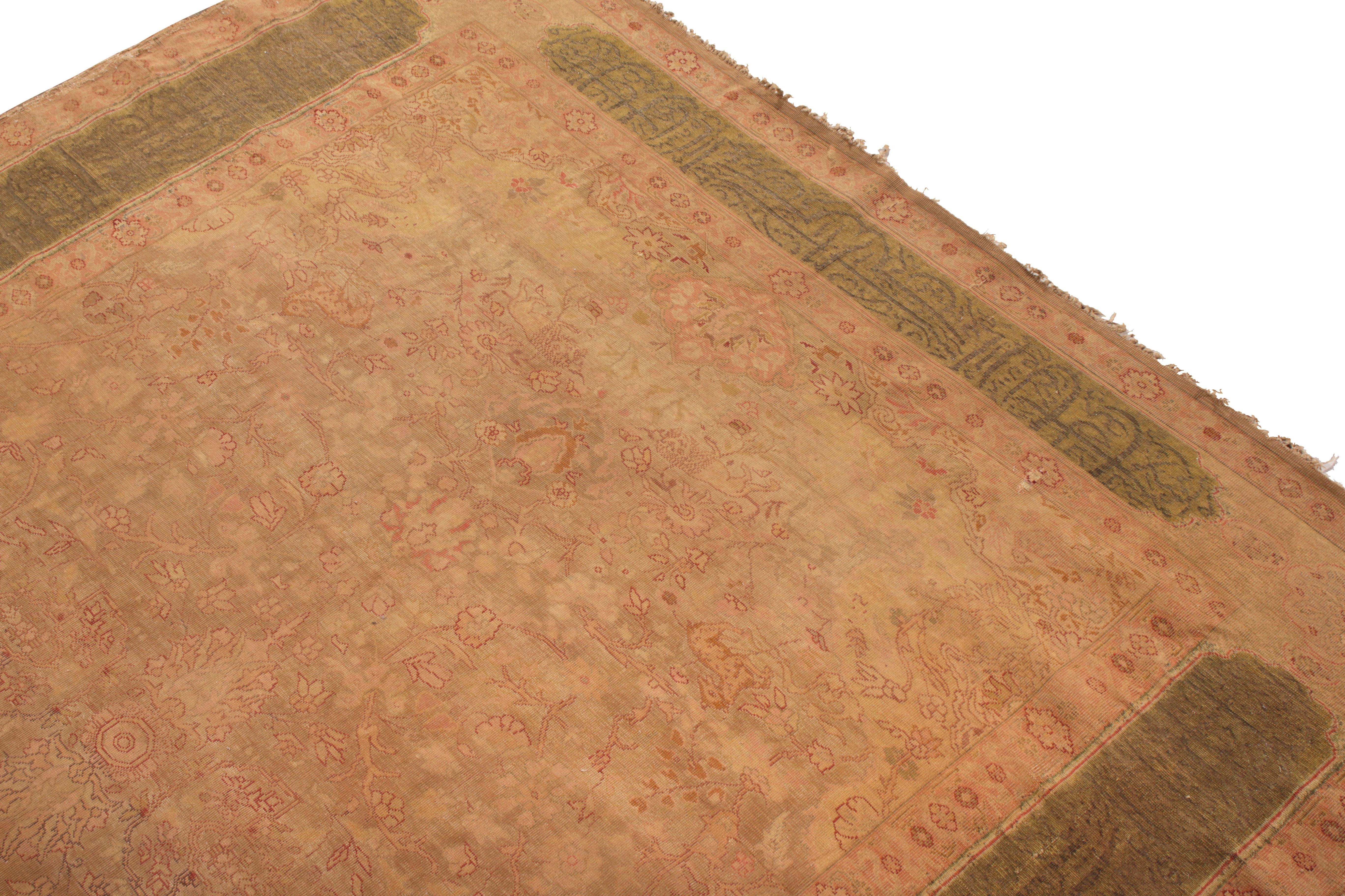 Other Antique Kayseri rug in an all over Green Brown Floral Pattern For Sale