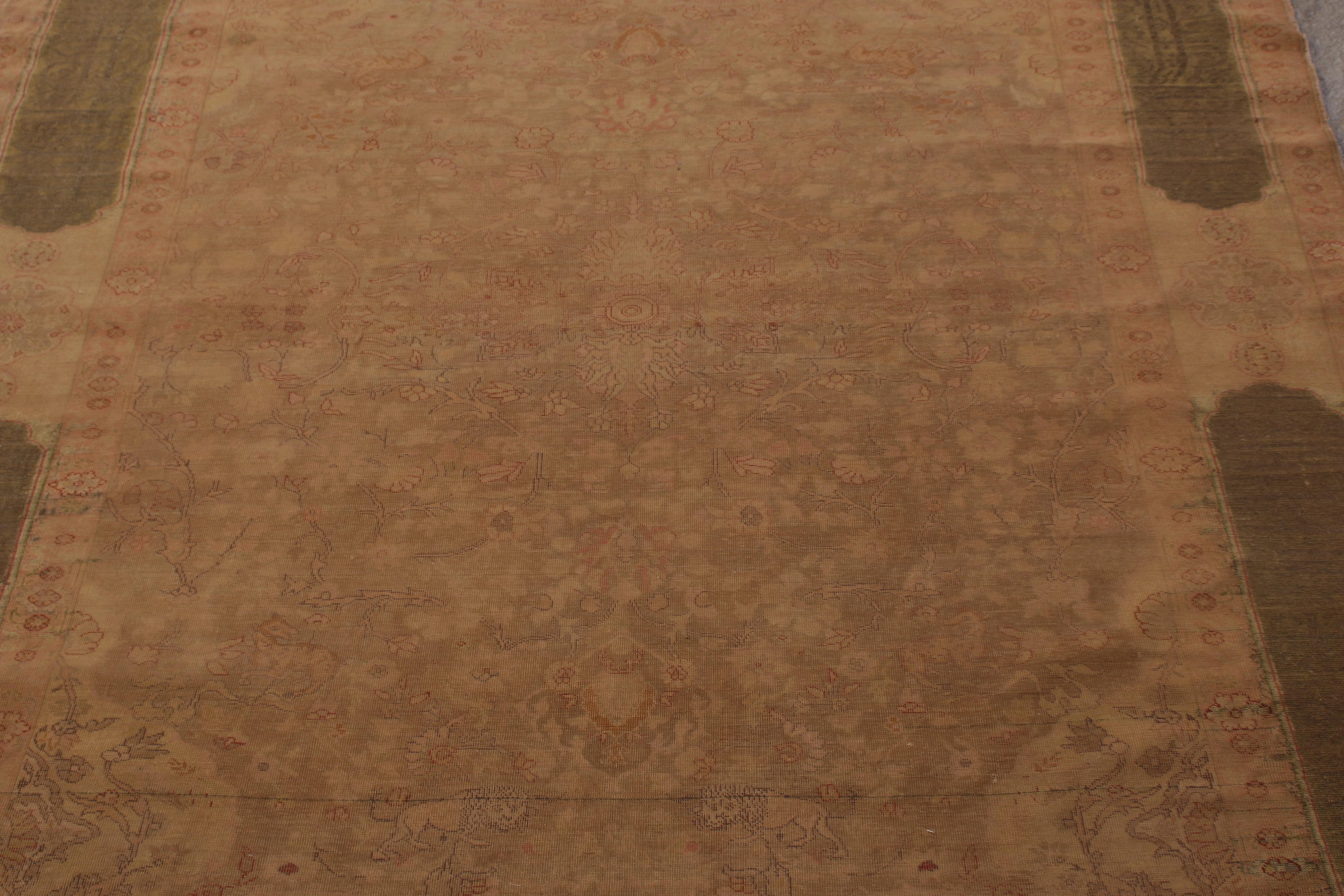 Altro Tappeto antico di Kayseri con motivo floreale verde-marrone all over in vendita