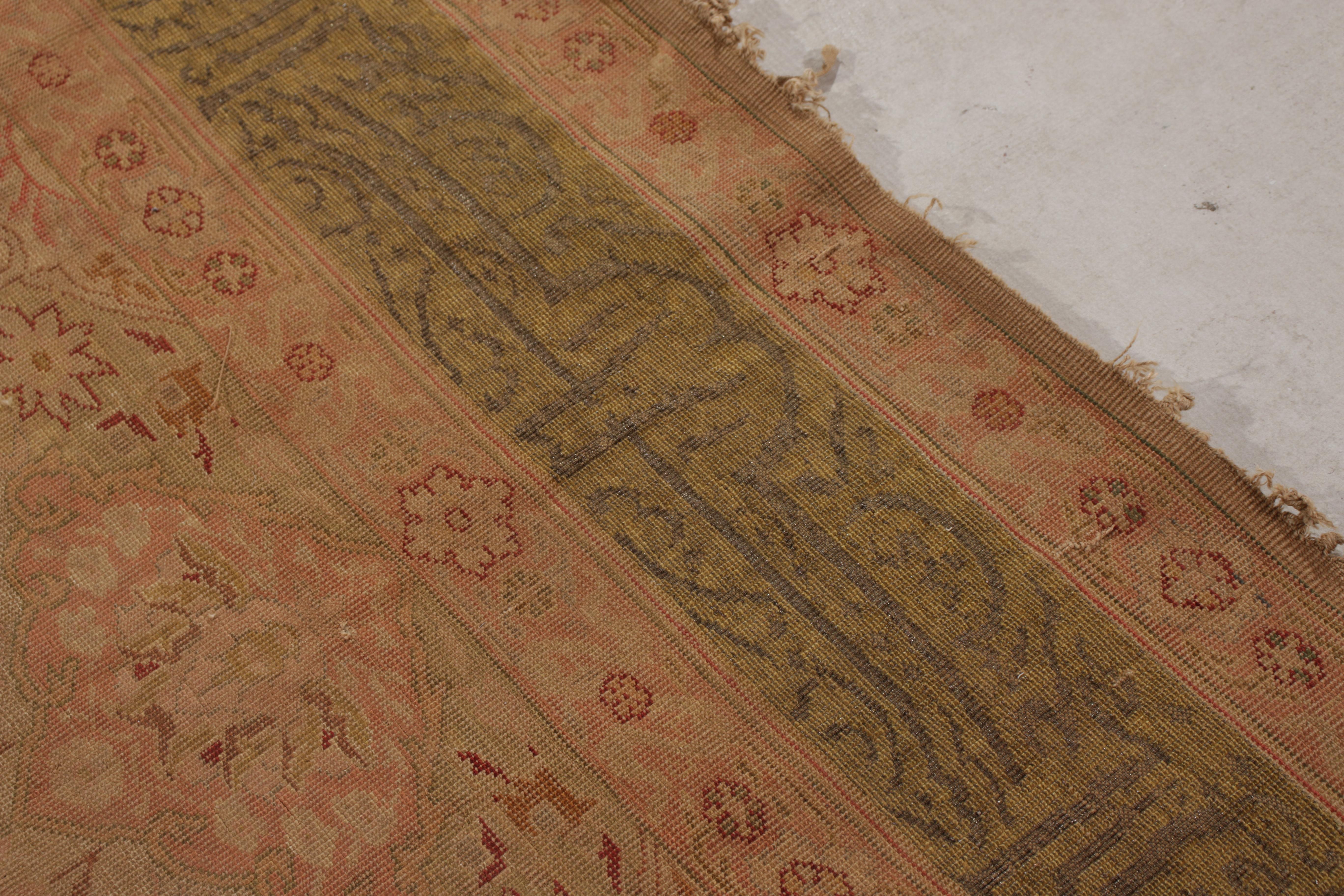 Turco Tappeto antico di Kayseri con motivo floreale verde-marrone all over in vendita