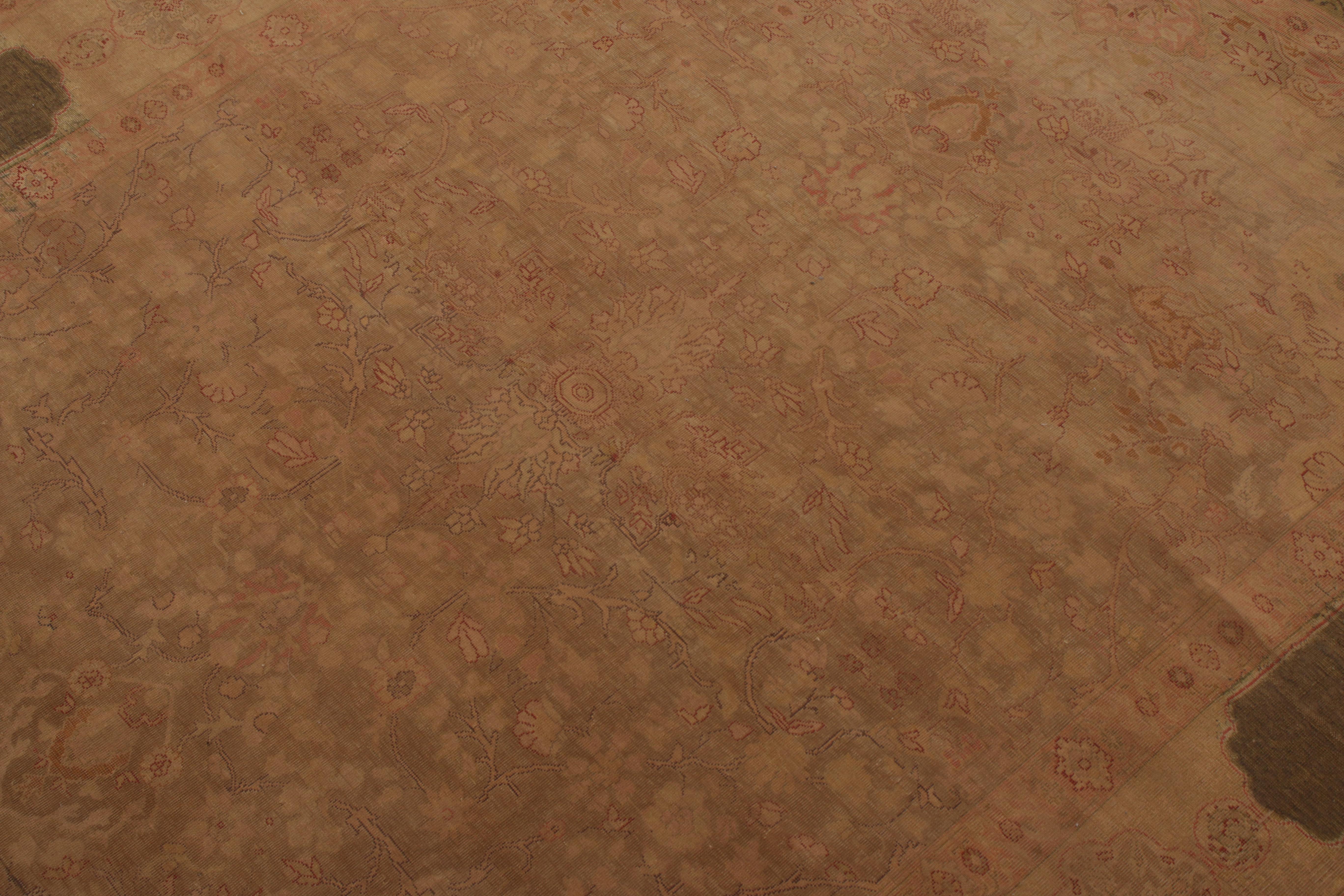 Inizio XX secolo Tappeto antico di Kayseri con motivo floreale verde-marrone all over in vendita