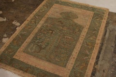 Antique Kayseri Rug in Green and Beige-Brown Floral Pattern by Rug & Kilim