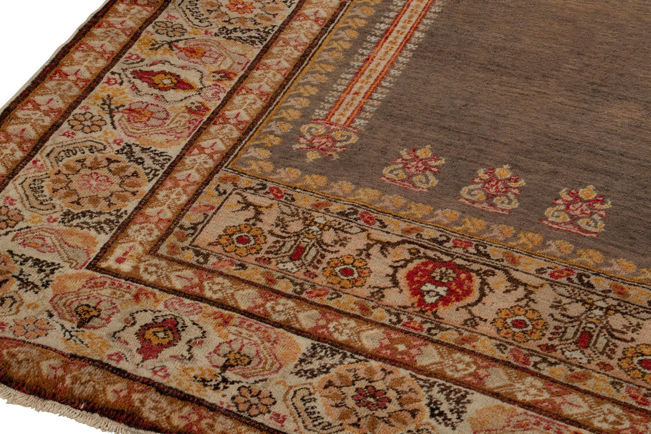 Antique Kayseri rug in Red, Gold & Beige Floral Patterns by Rug & Kilim In Good Condition For Sale In Long Island City, NY