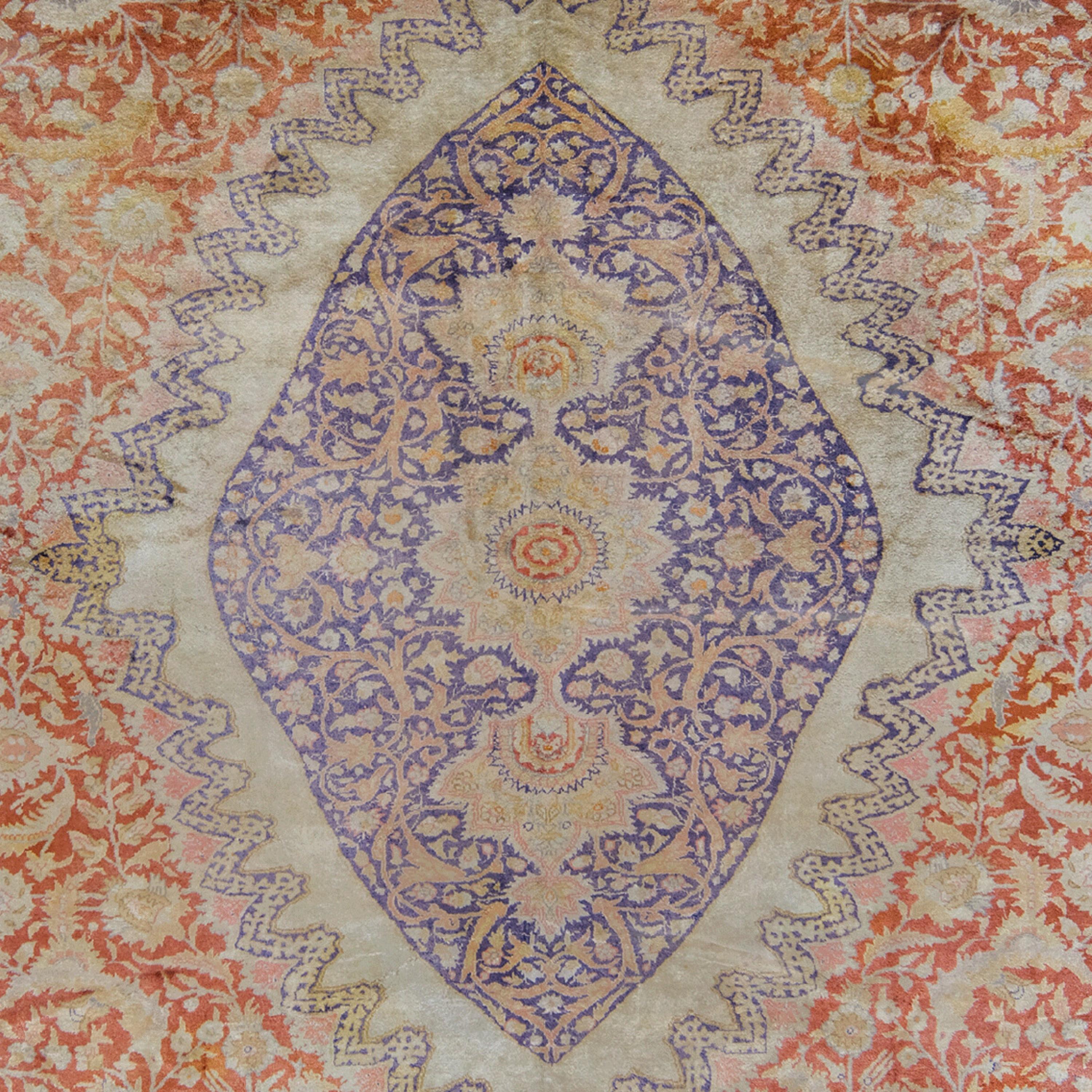 20ième siècle Tapis de soie de Kayseri ancien - Tapis de soie de Kayseri du 20e siècle, tapis ancien en vente