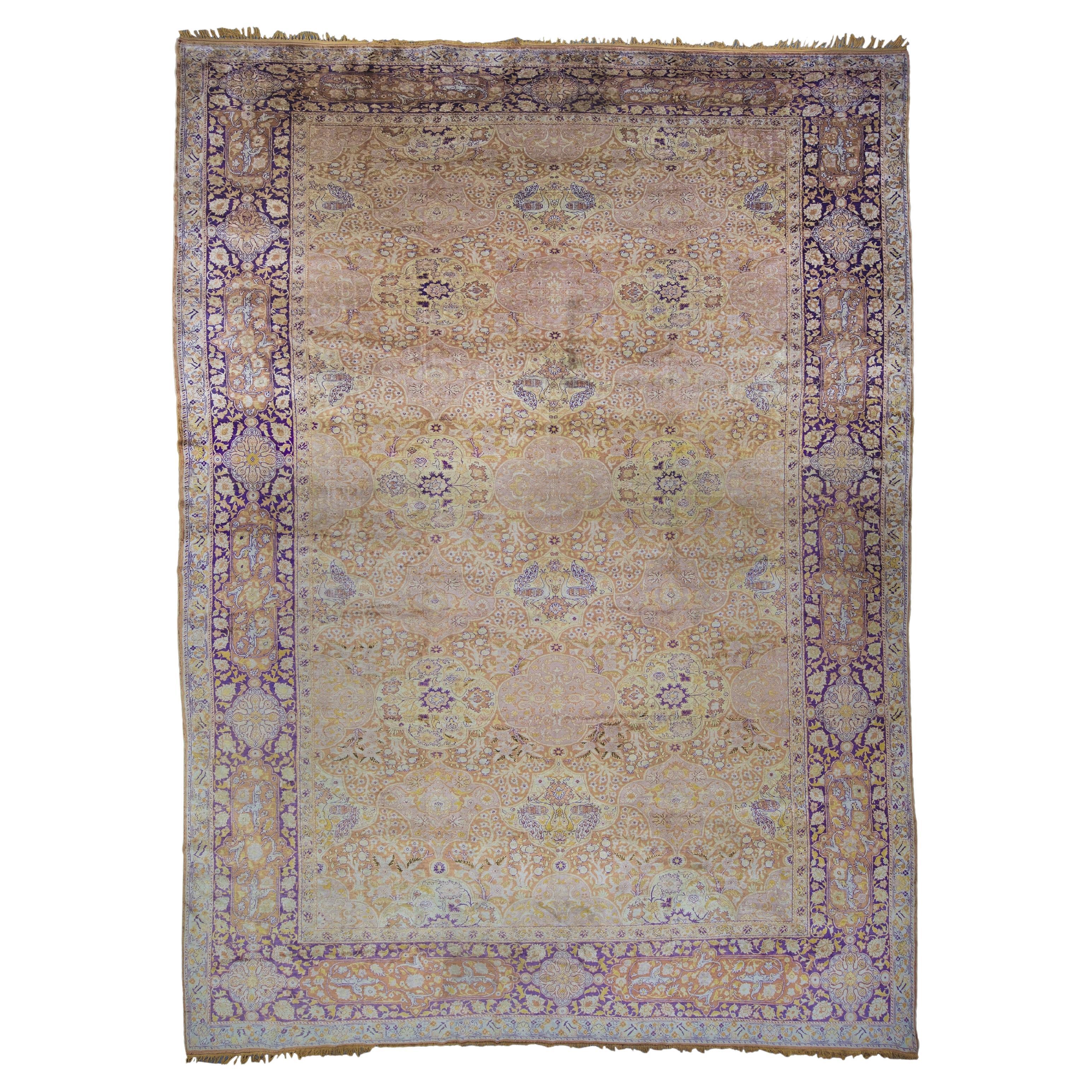 Antique Kayseri Silk Rug - 20th Century Kayseri Silk Carpet, Antique Carpet