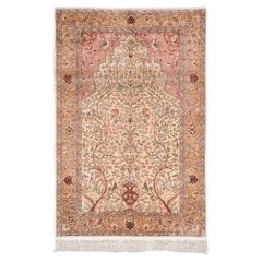 Antique Kayseri Silk Rug - Mid 20th Century