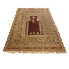 Antique Kayseri Traditional Beige and Burgundy Wool Rug by Rug & Kilim