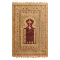 Antiker antiker Kayseri-Teppich aus Wolle in Beige und Burgunder von Teppich & Kelim