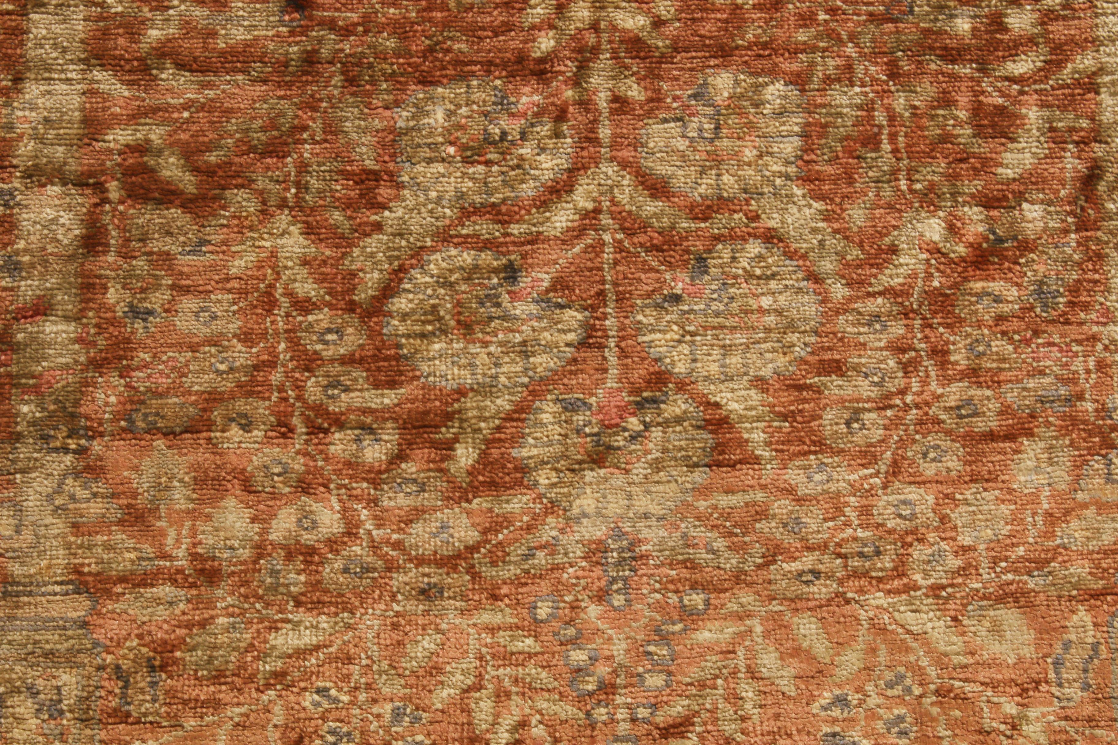 Antiker antiker Kayseri-Teppich aus Wolle in Kupferbraun und Beige von Teppich & Kelim (Handgeknüpft) im Angebot