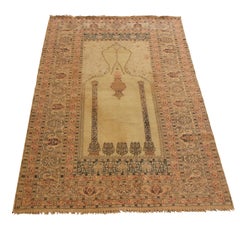 Antiker antiker Kayseri-Teppich aus rosa und goldgrüner Wolle von Teppich & Kelim
