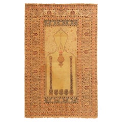Antiker antiker Kayseri-Teppich aus rosa und goldgrüner Wolle von Teppich & Kelim