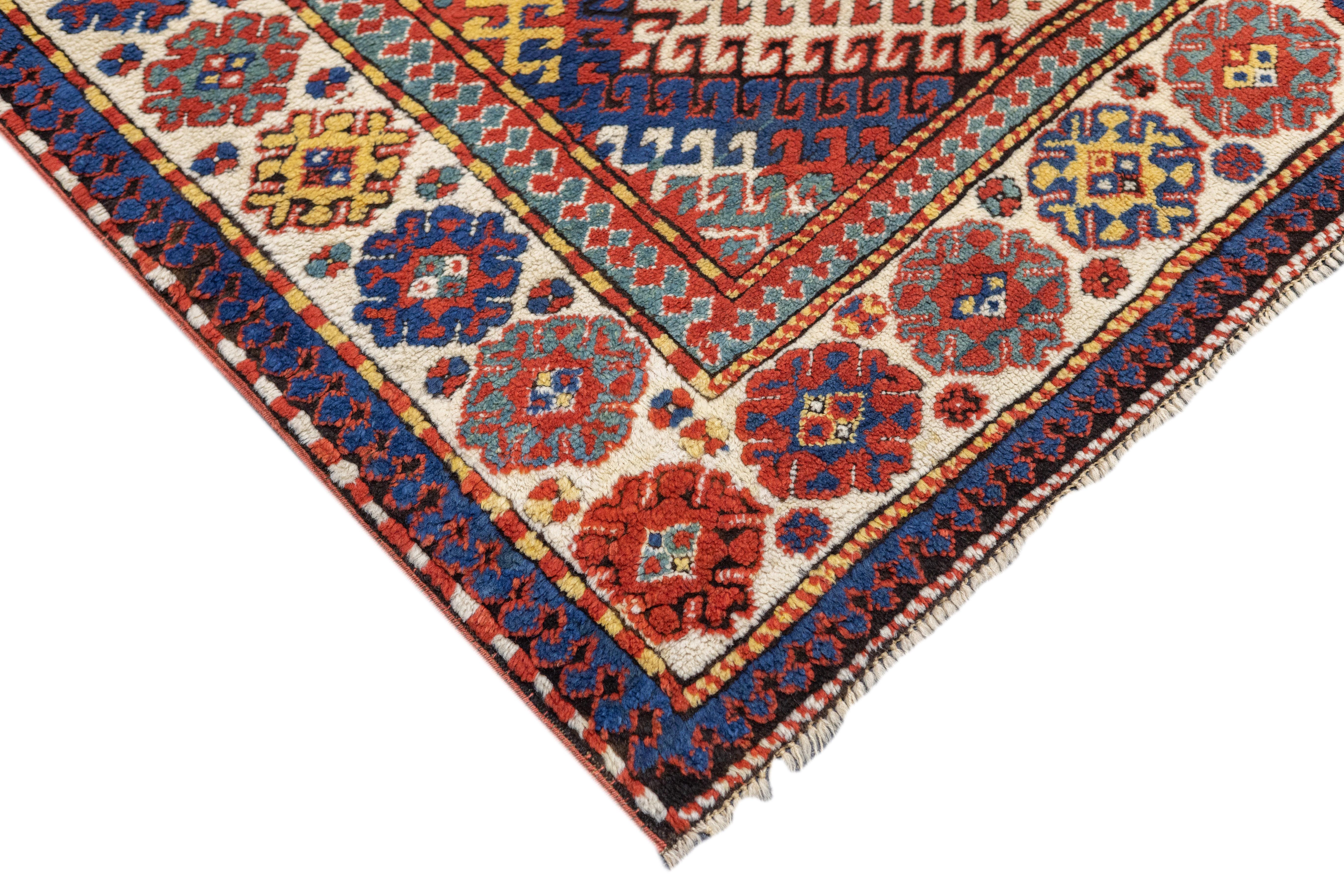 Caucasico Tappeto antico Kazak Borcholo 4'10'' x 8'8'' in vendita