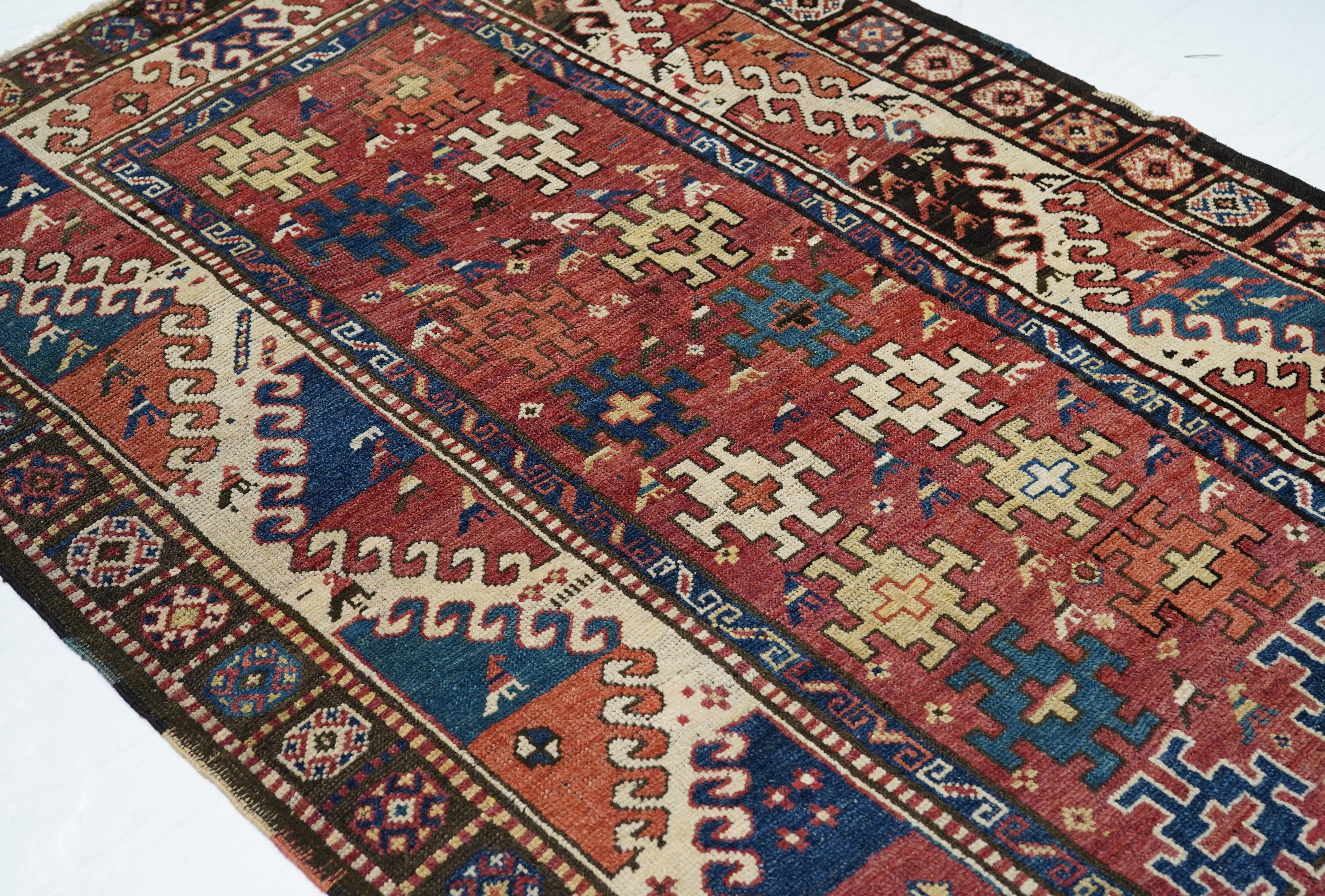 Late 19th Century Antique Kazak Borcholo Rug For Sale