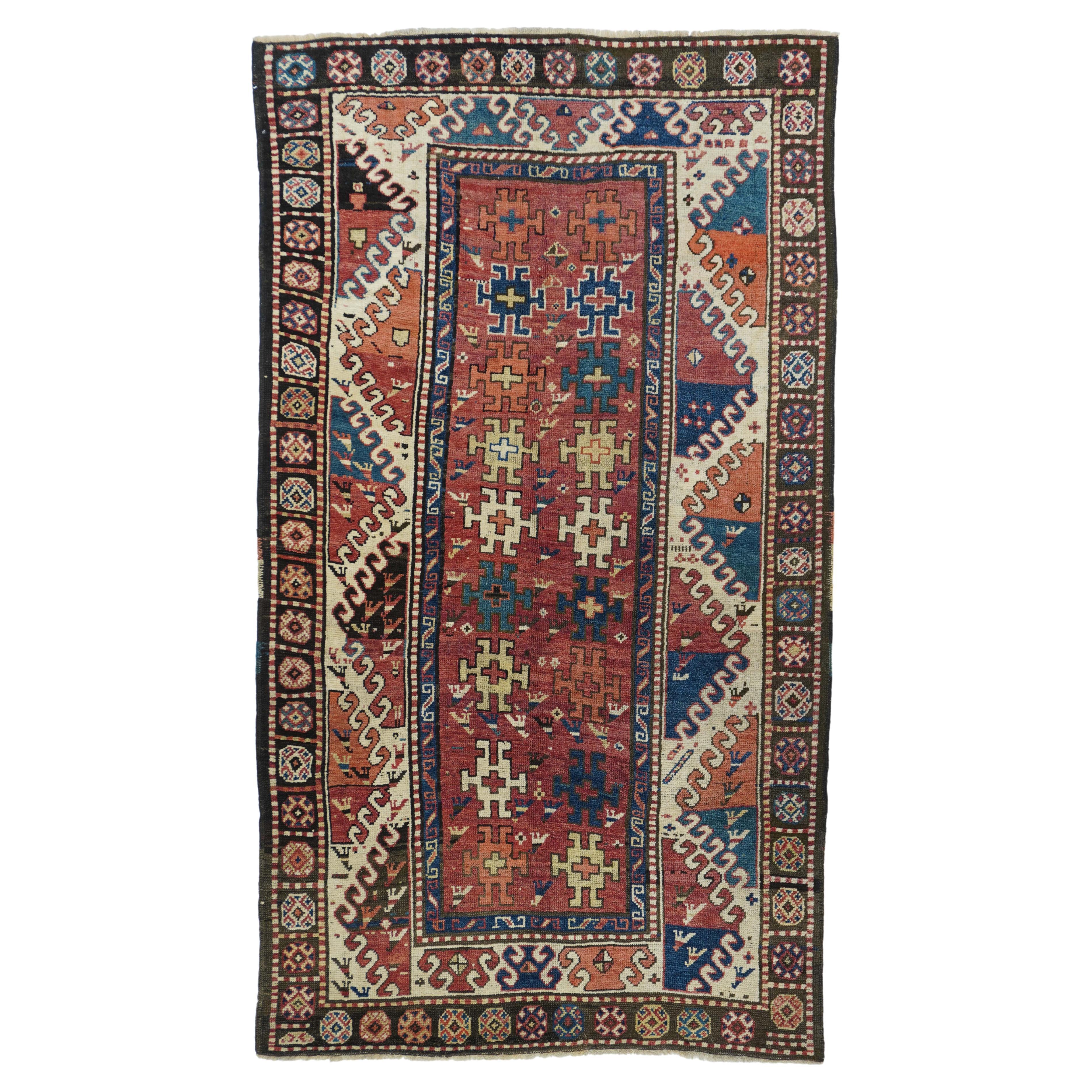 Antique Kazak Borcholo Rug 4'7'' x 8'0'' For Sale