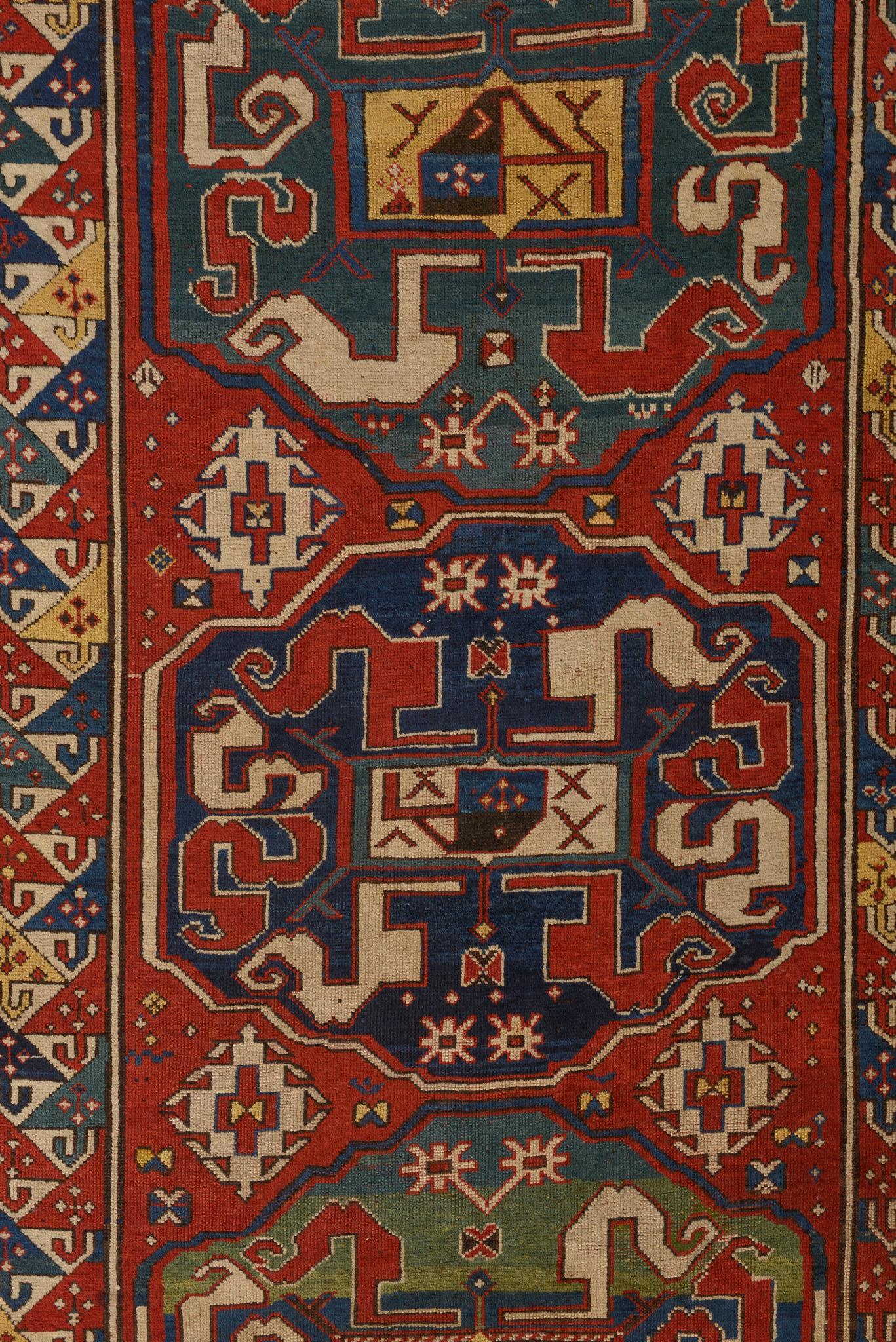 Hand-Knotted  KAZAK Caucasian Carpet Cloudband for Collection For Sale