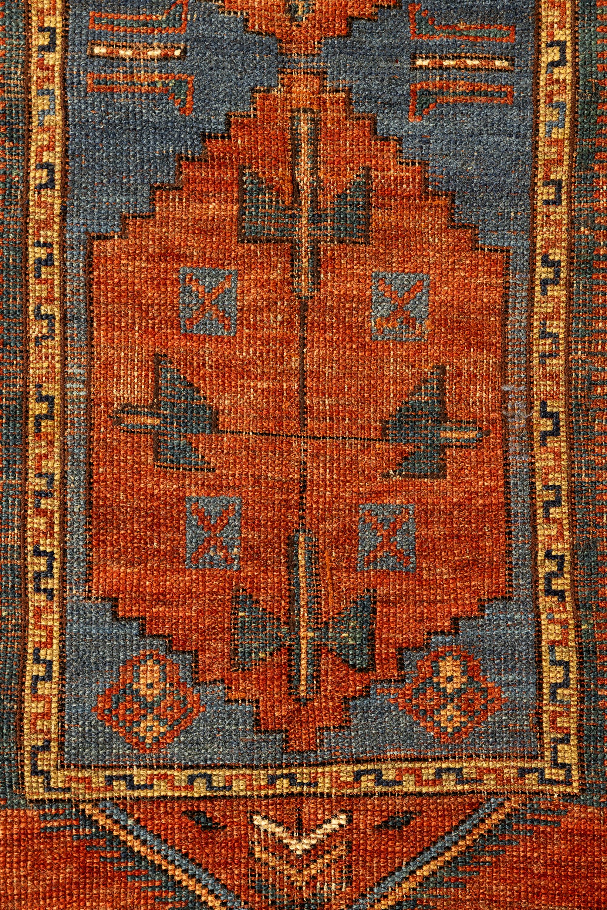 Hand-Knotted Antique Kazak Caucasian Rug For Sale