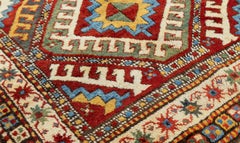 Antique Caucasian Kazak Rug, Triple Diamond Medallion Design