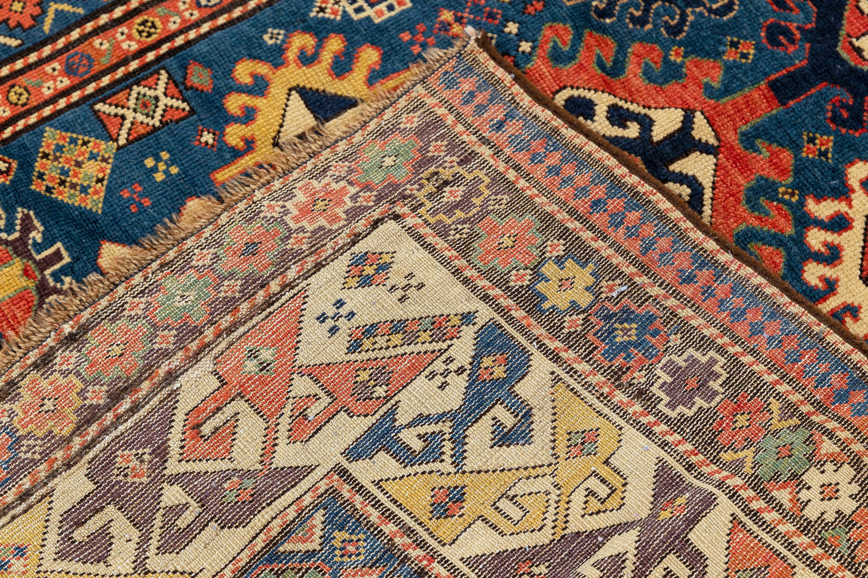 Antique Kazak Caucasian Rug  Runner In Excellent Condition For Sale In Barueri, SP, BR