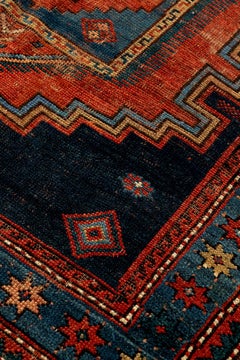Antique Caucasian Kazak Rug, Zigzag Medallion Design