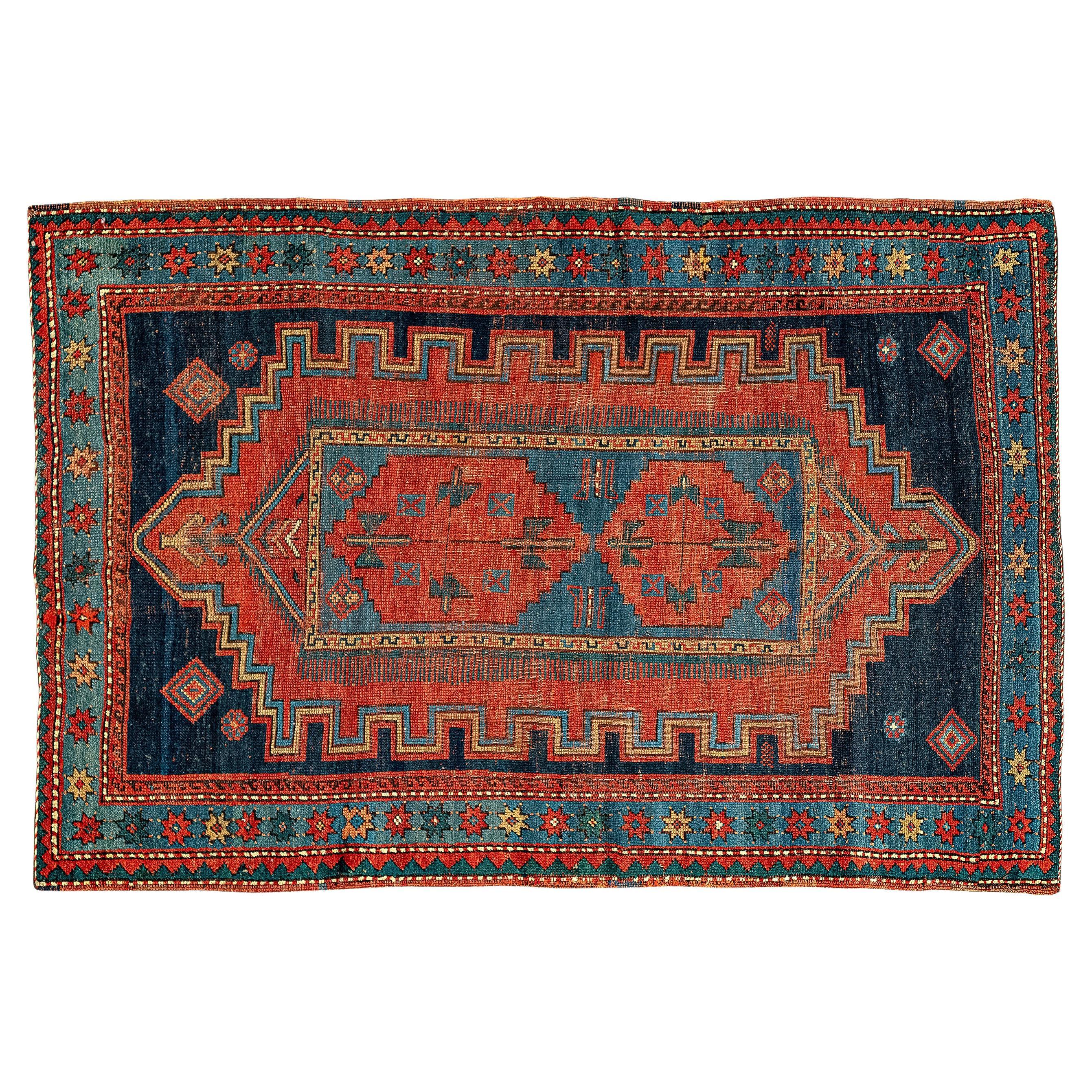 Antique Kazak Caucasian Rug For Sale 1