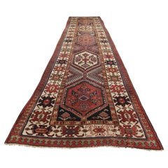 Antique Kazak Caucasian Wool Runner 112× 366cm Fine Wool Rug 4×12 c.1880