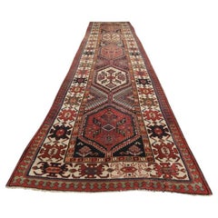 Antique Kazak Caucasian Wool Runner 112× 366cm Fine Wool Rug 4×12 c.1880
