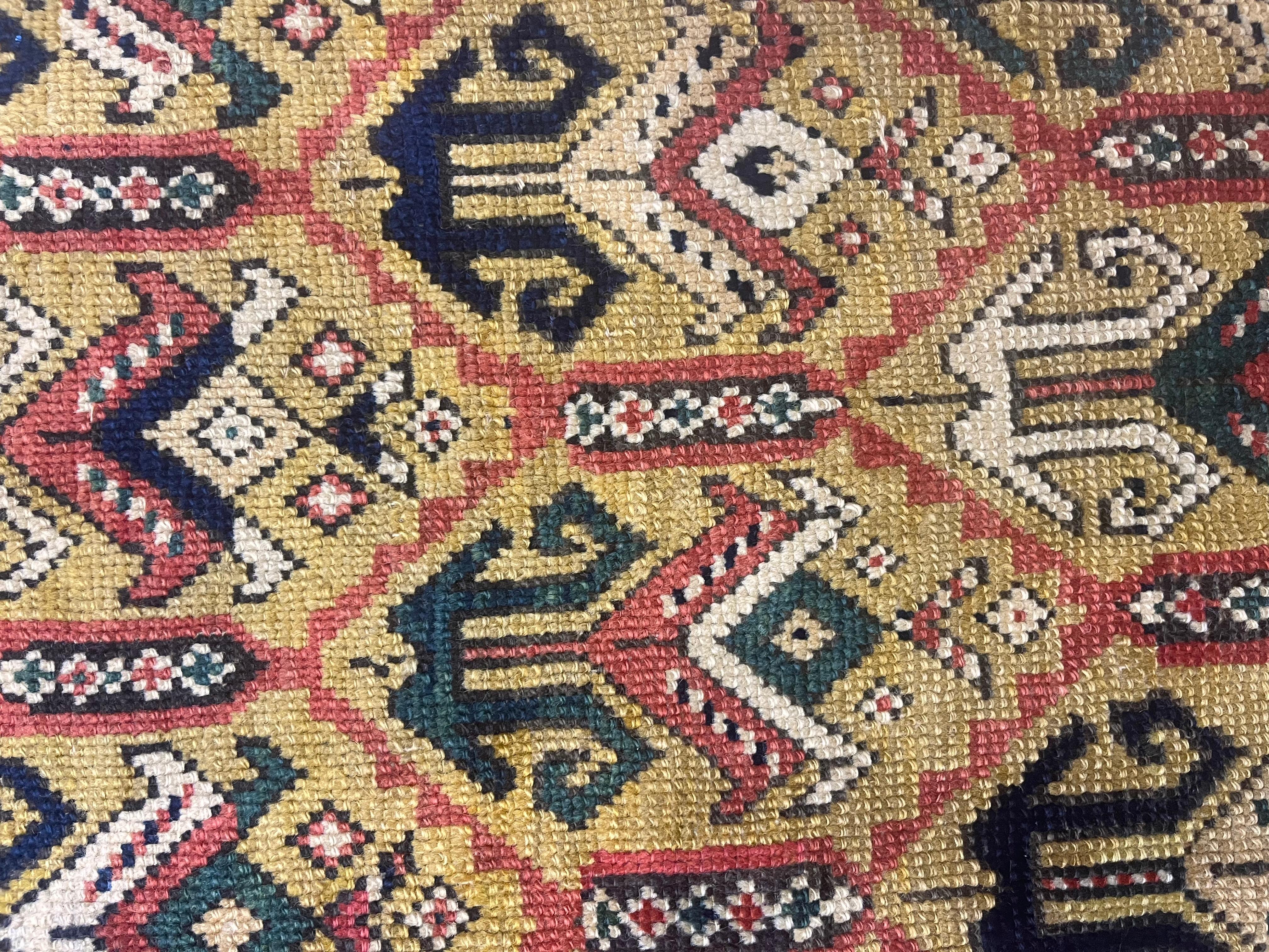 Alfombra antigua Kazak Ganjeh 4'1