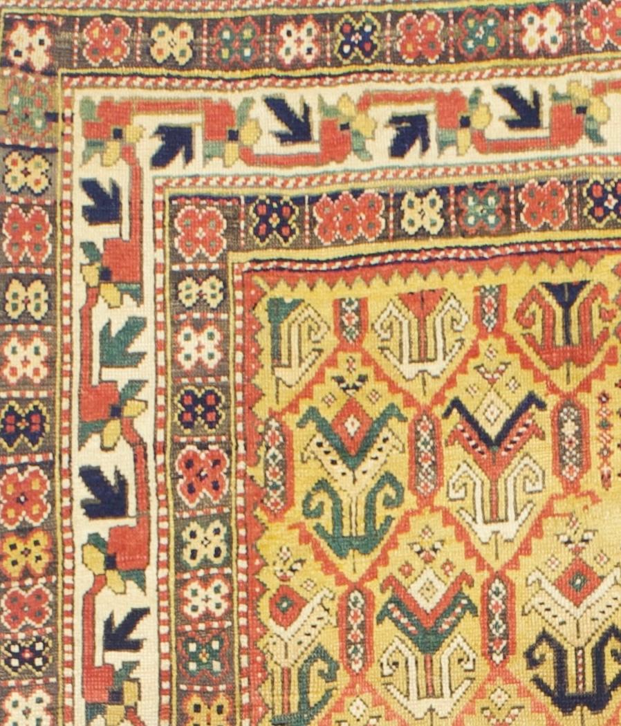 Alfombra antigua Kazak Ganjeh 4'1