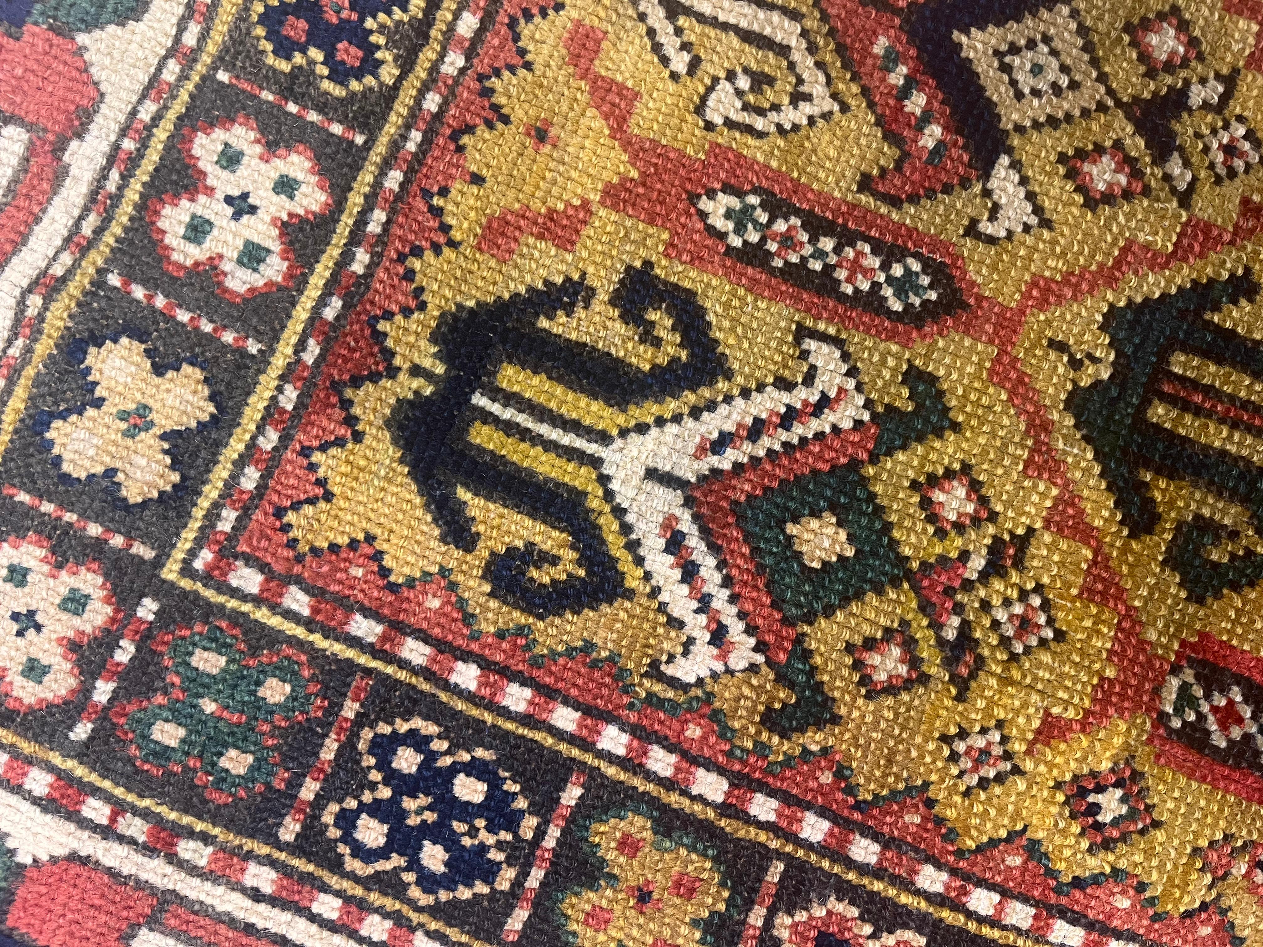 Alfombra antigua Kazak Ganjeh 4'1