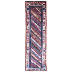 Antique Kazak 'Genje' Stripes Runner