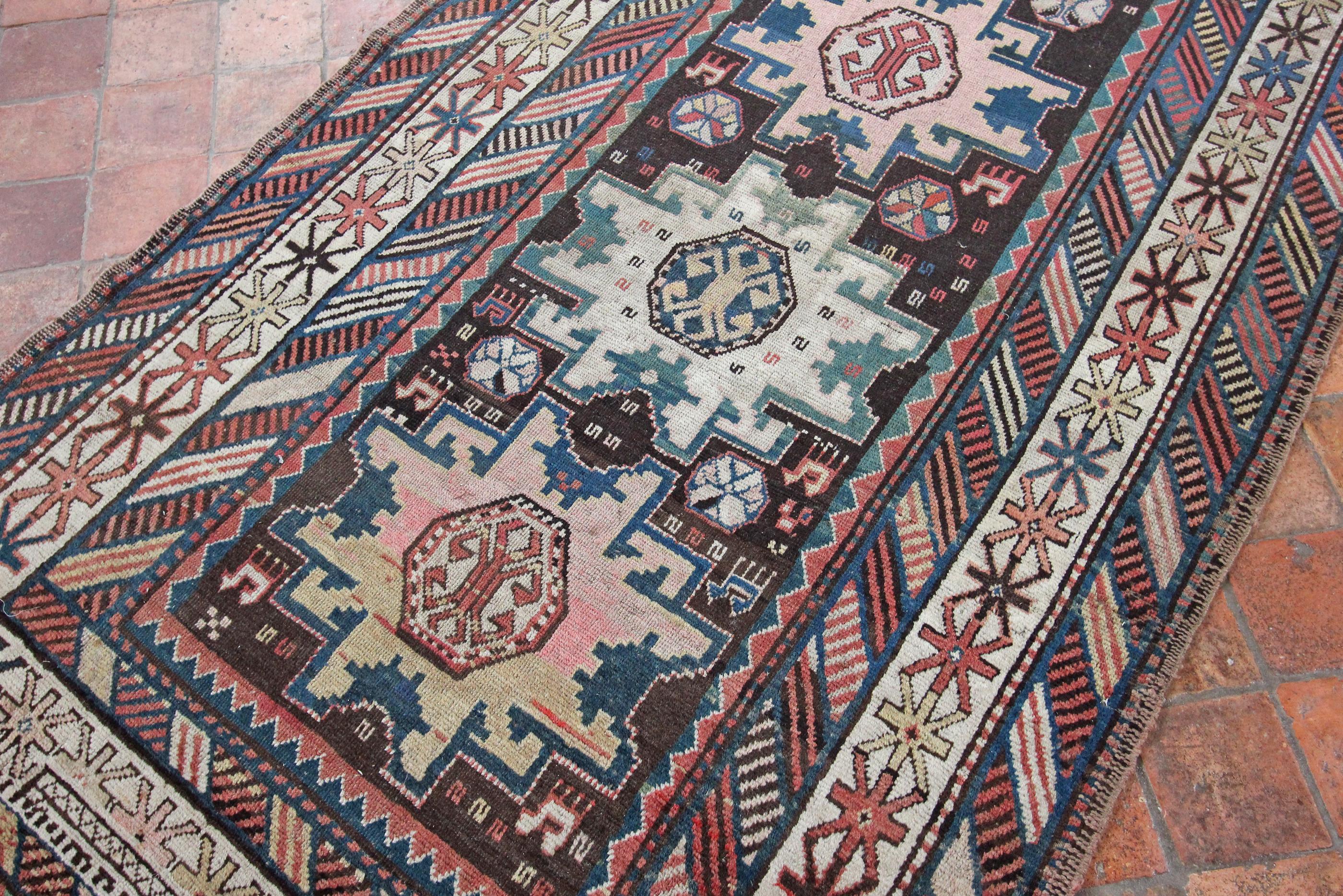 Antique Kazak Kelleh Rug, Caucasian Rug For Sale 3