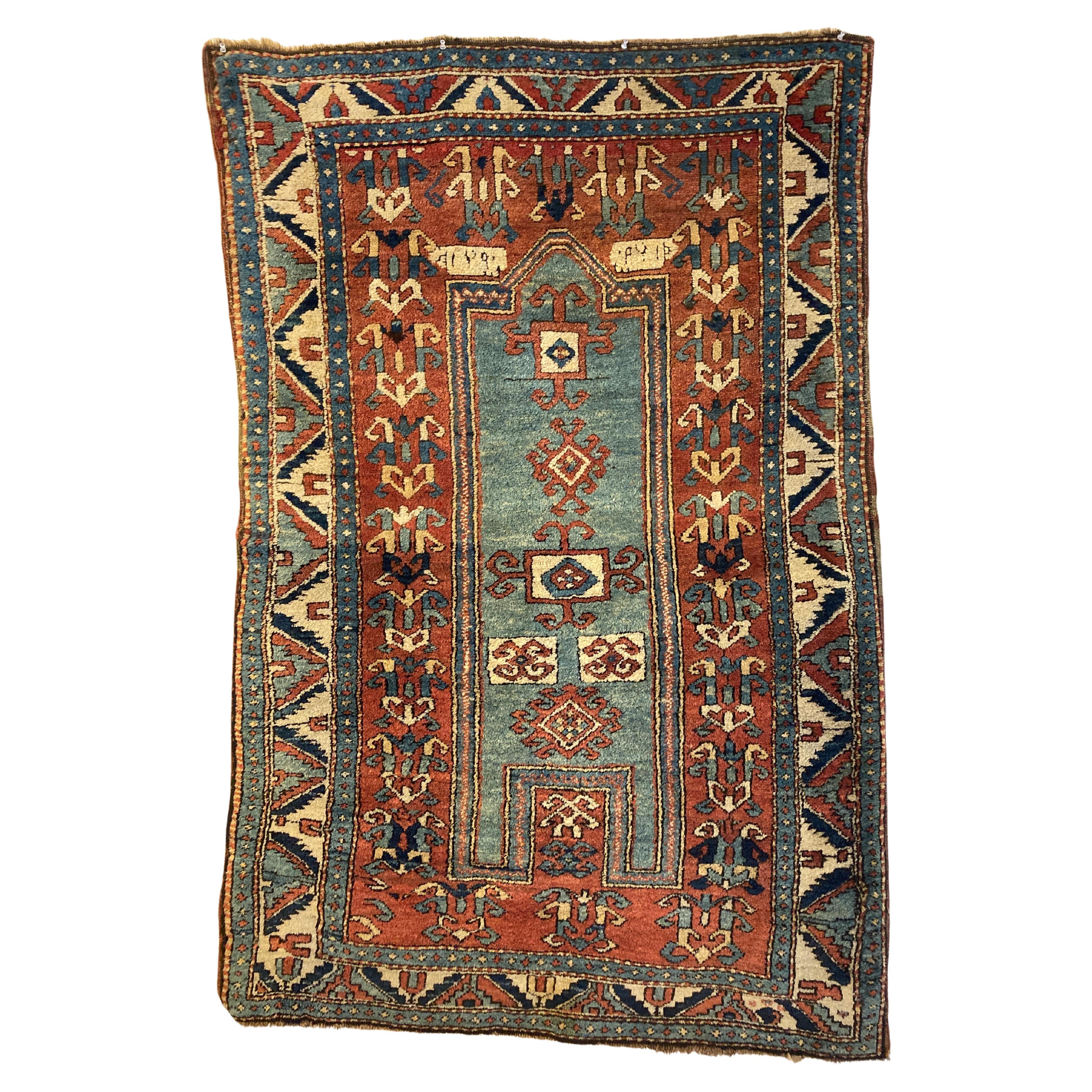 Antique Kazak Prayer Rug For Sale