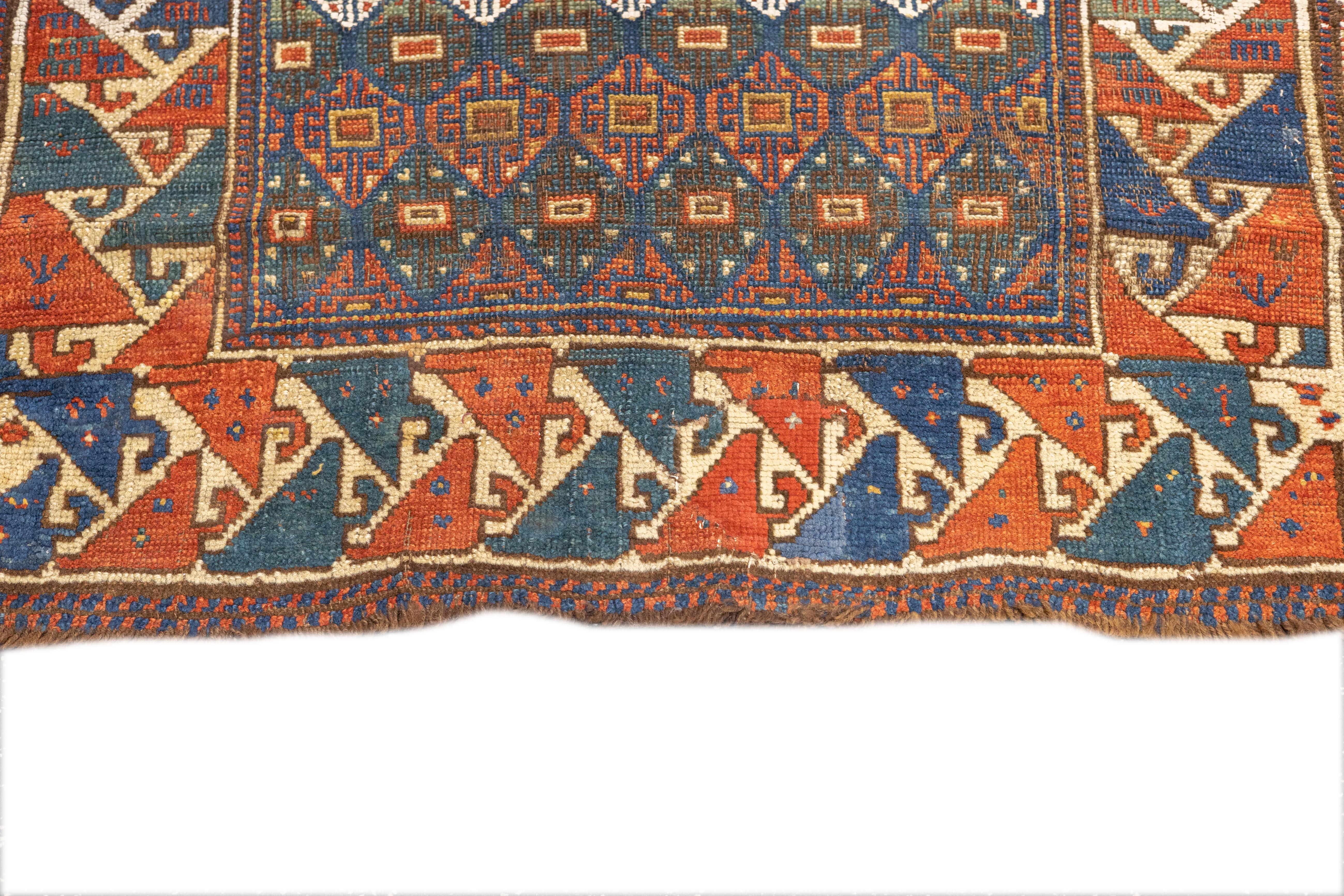 Hand-Knotted Antique Kazak Rug 3'1'' x 4'3'' For Sale