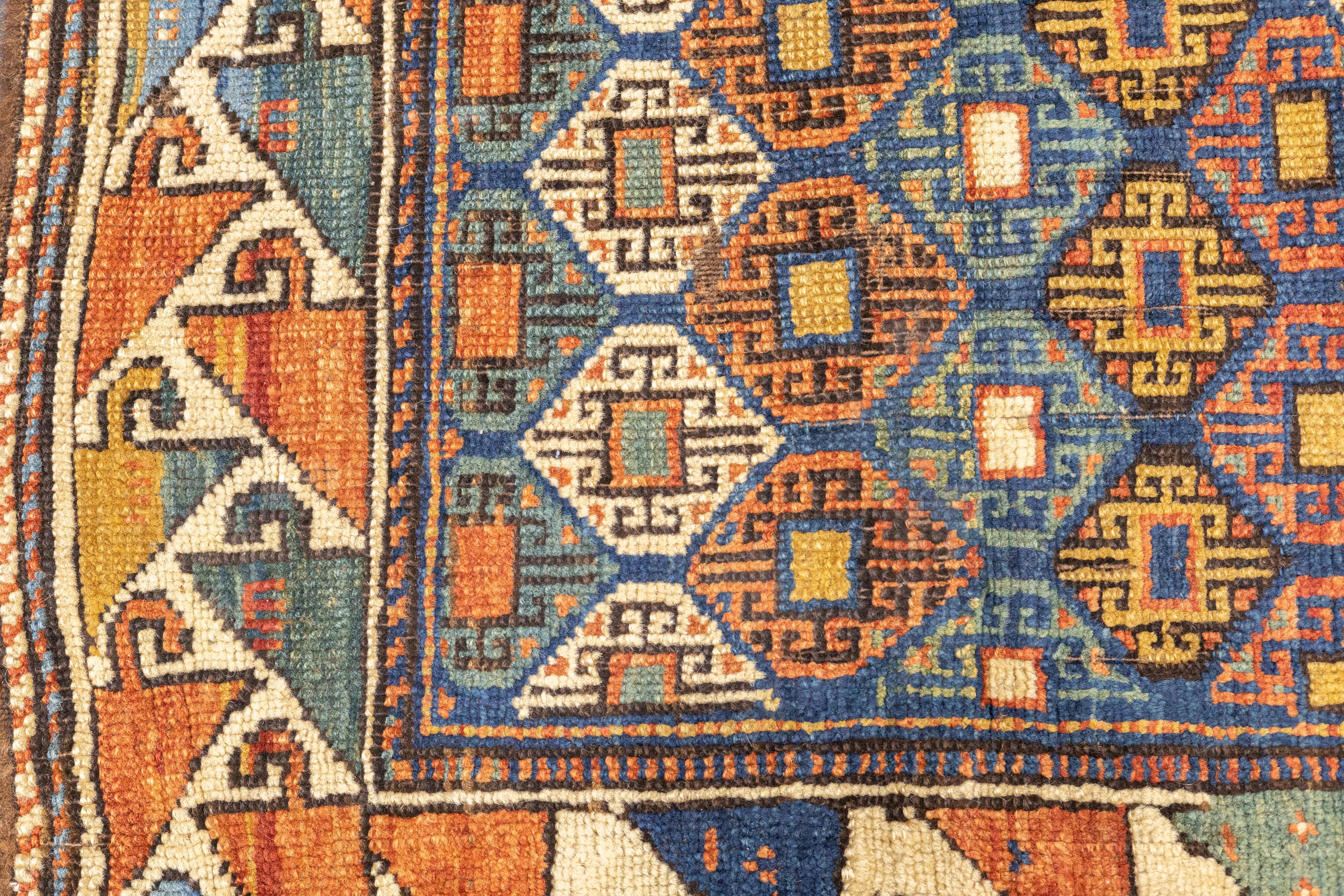 Wool Antique Kazak Rug 3'1'' x 4'3'' For Sale