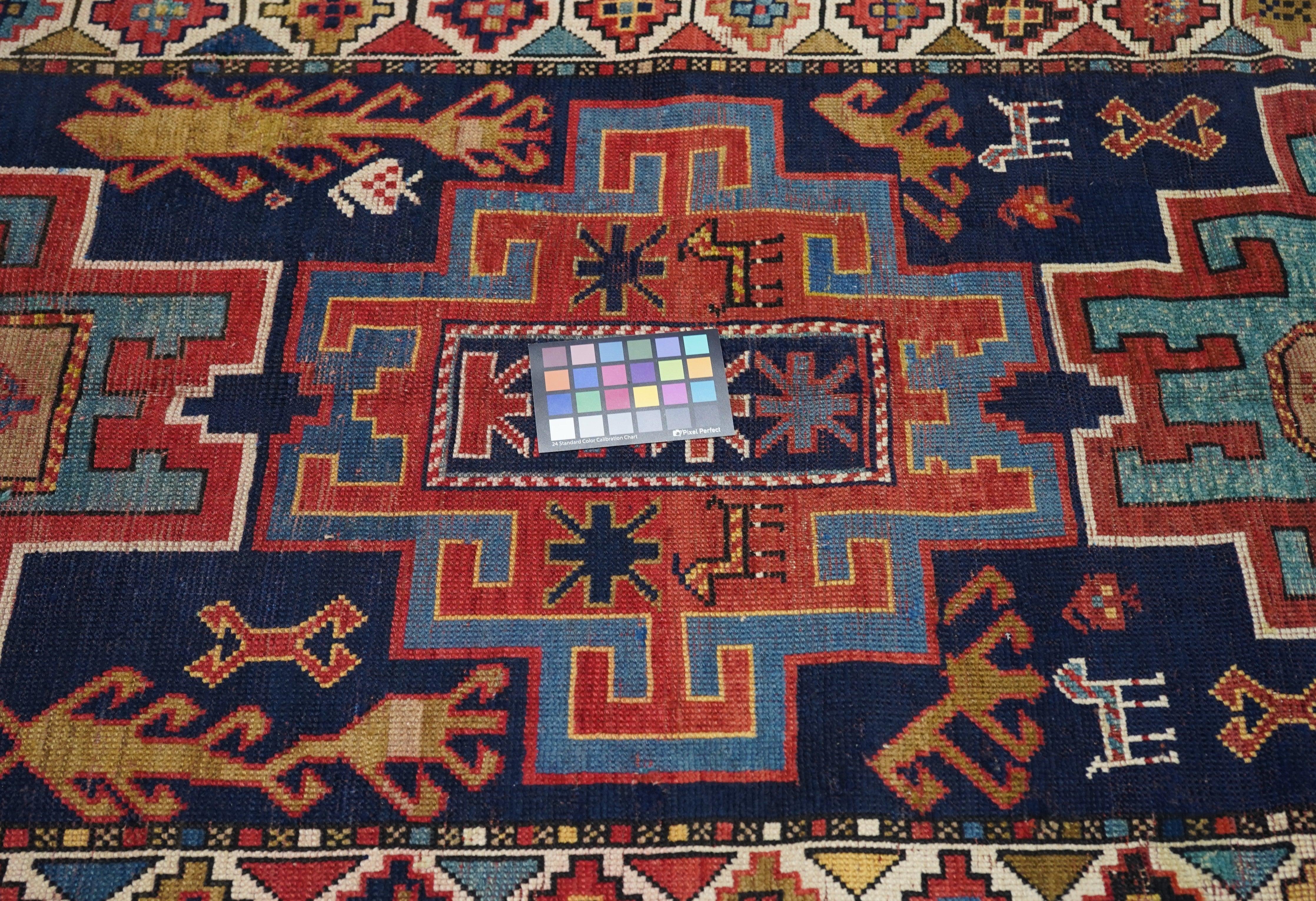 Laine Tapis Kazak ancien 3'10'' x 9'5'' en vente