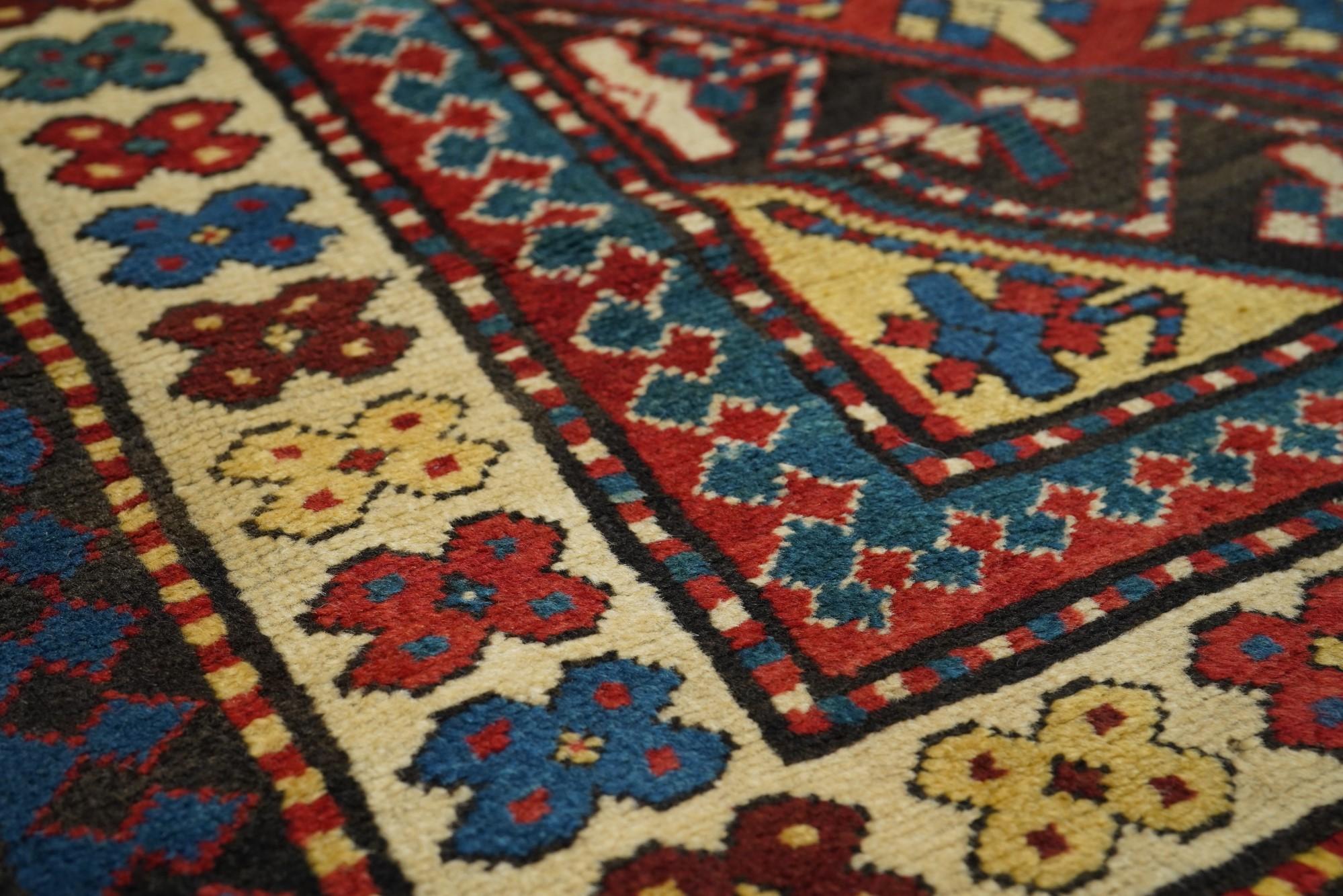 Antique Ganje Kazak Rug  For Sale 1