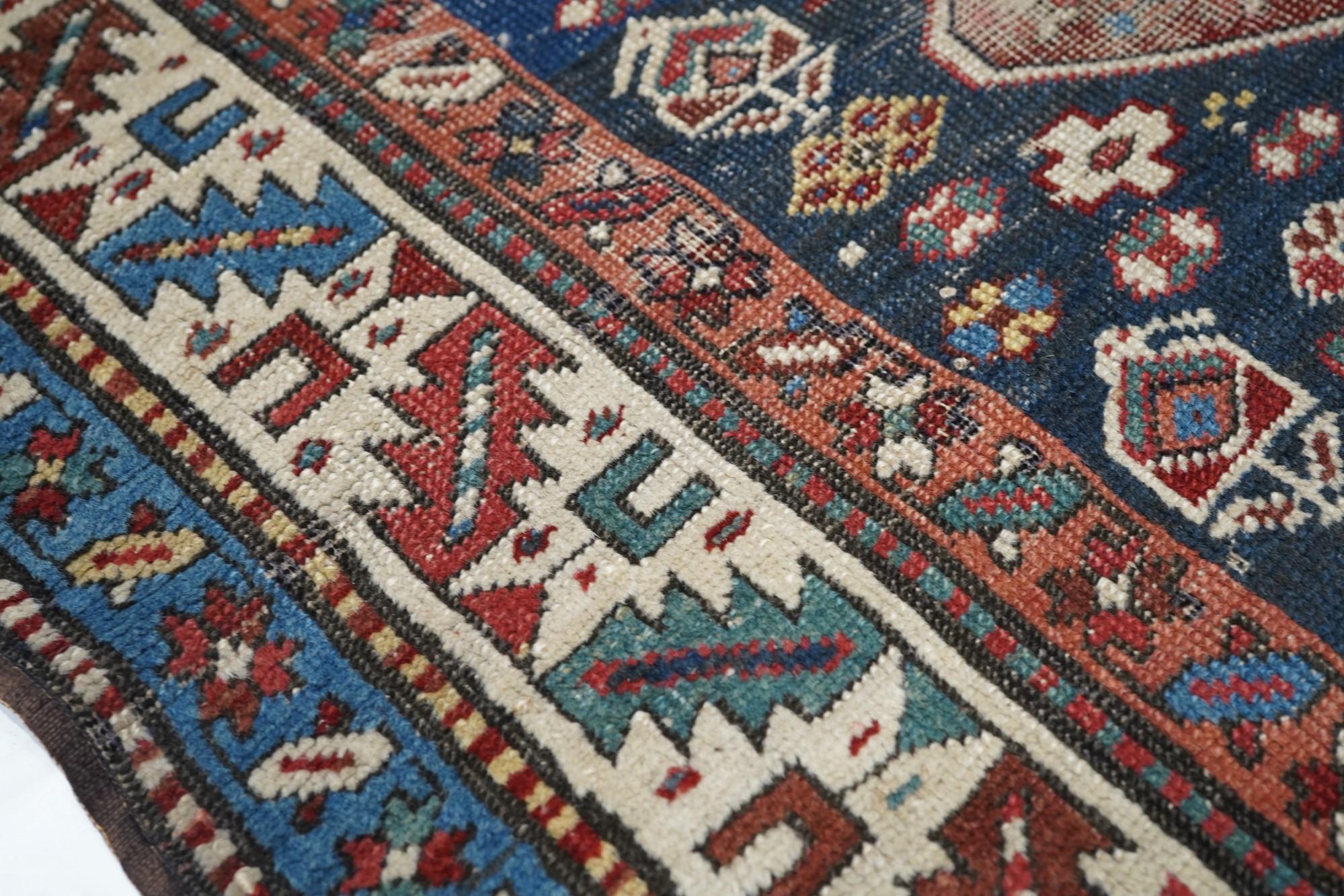 Antique Kazak Rug In Distressed Condition For Sale In New York, NY