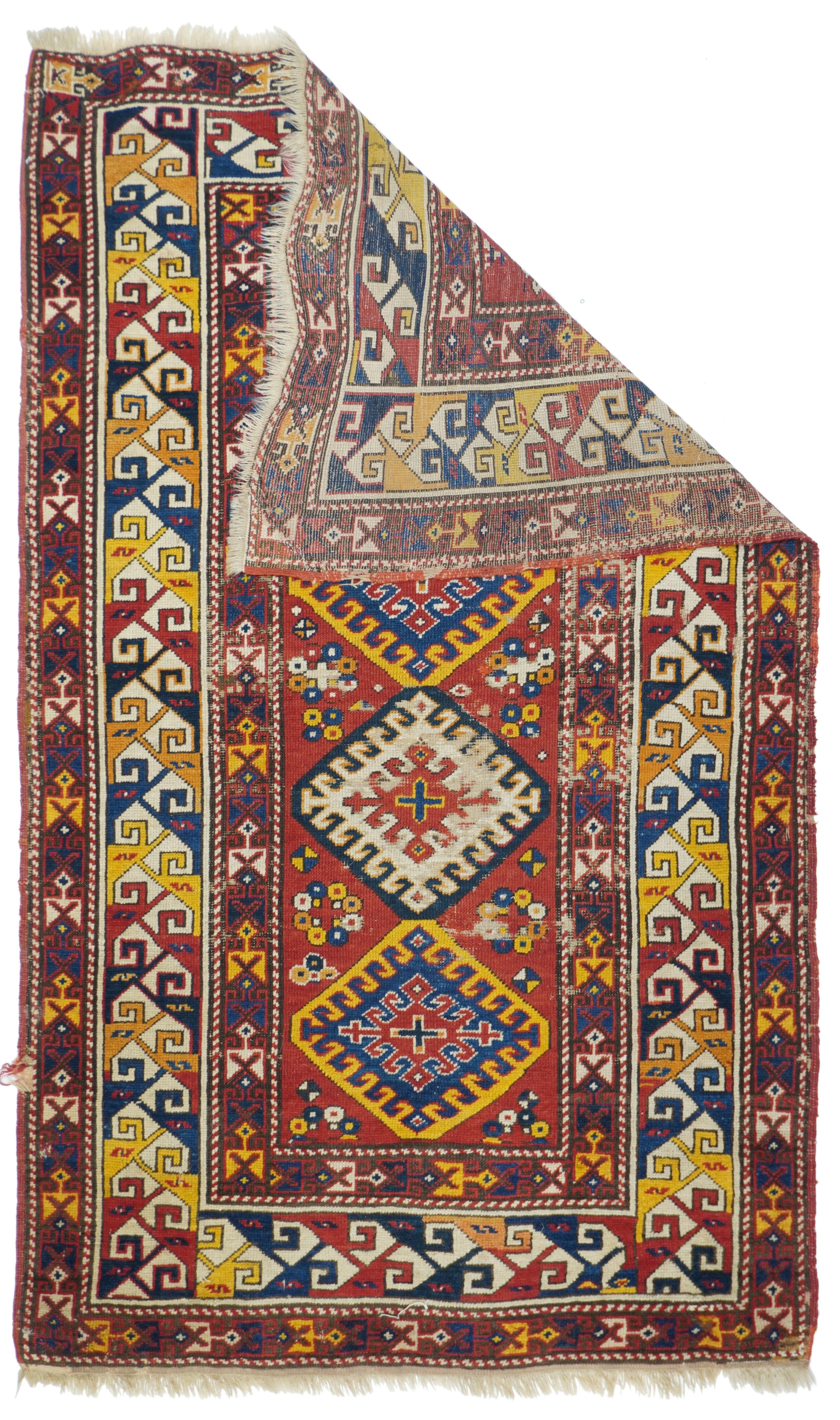 Antique Kazak Rug 3'7'' x 5'10''. 